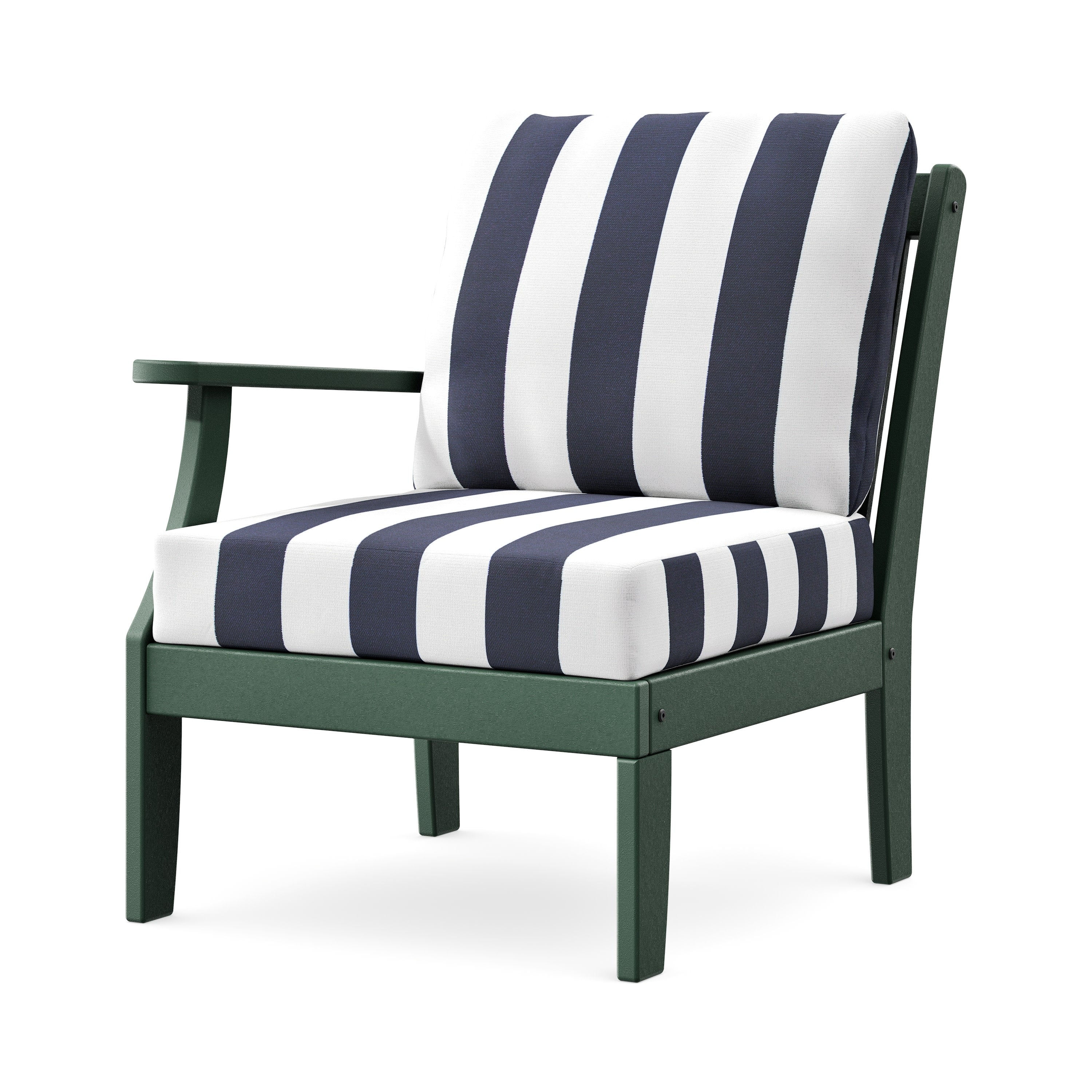 Braxton Modular Left Arm Chair in Green / Cabana Stripe Navy