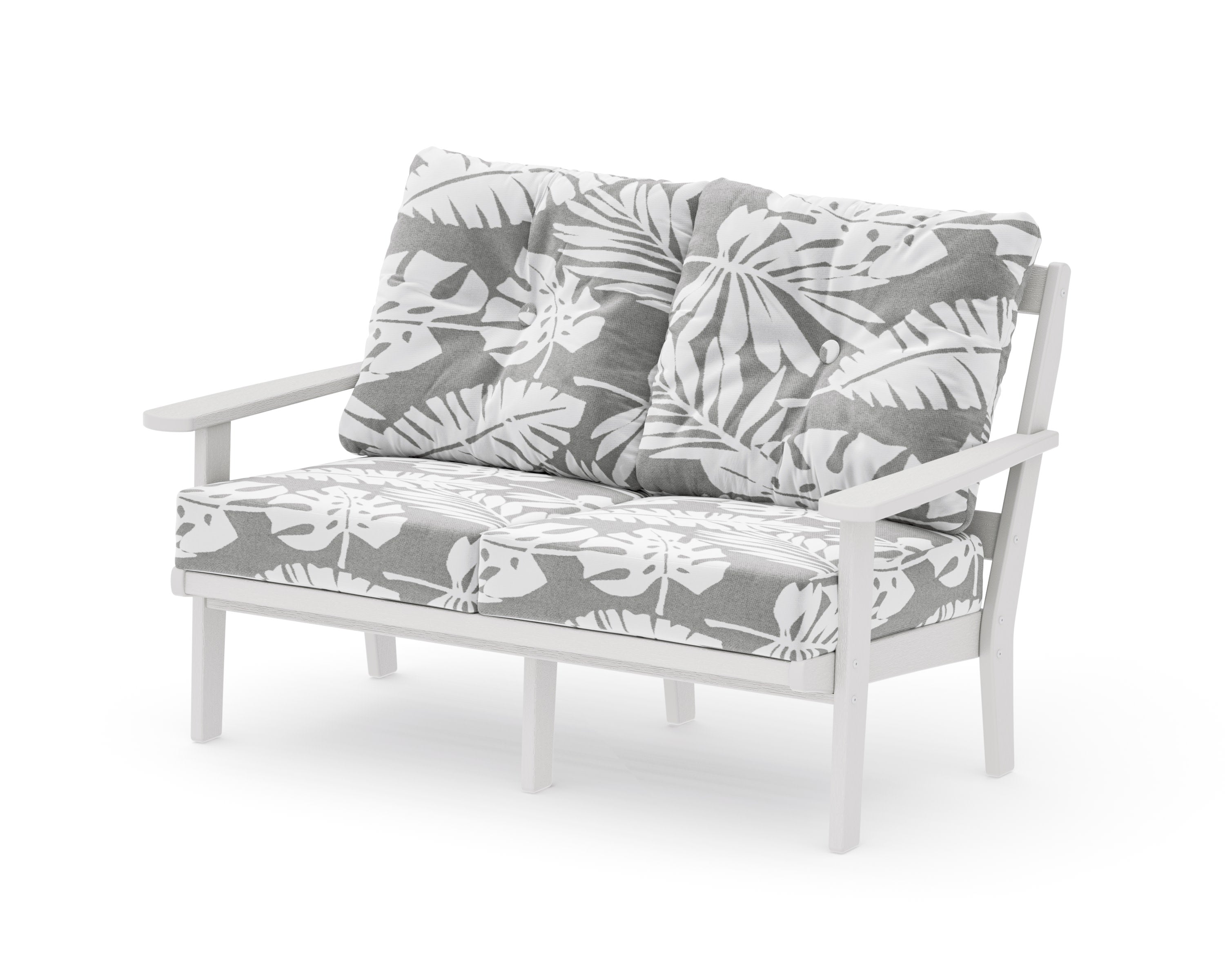Mission Deep SeatingLoveseat in Vintage White / Leaf Grey Mist
