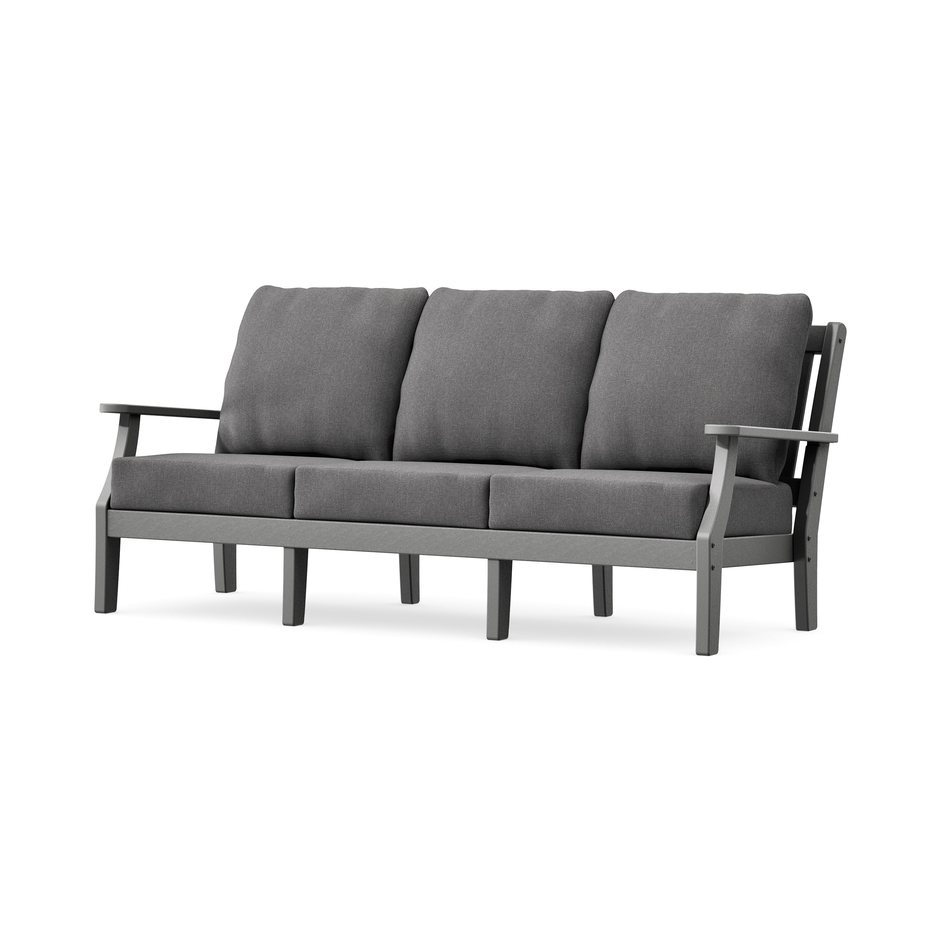 Chinoiserie Deep Seating Sofa in Slate Grey / Ash Charcoal