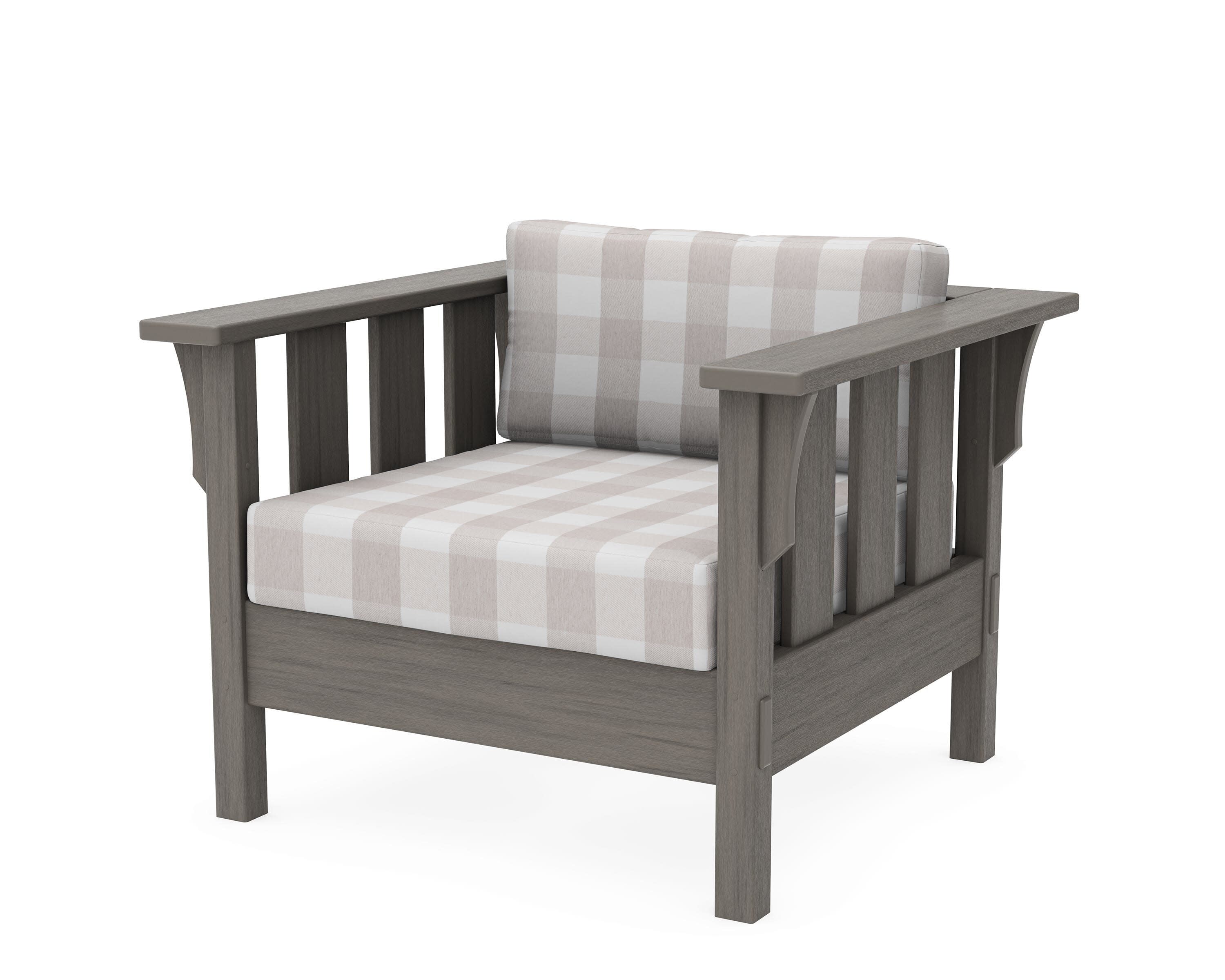 Acadia Deep Seating Chair in Driftwood / Buffalo Plaid Dune Burlap
