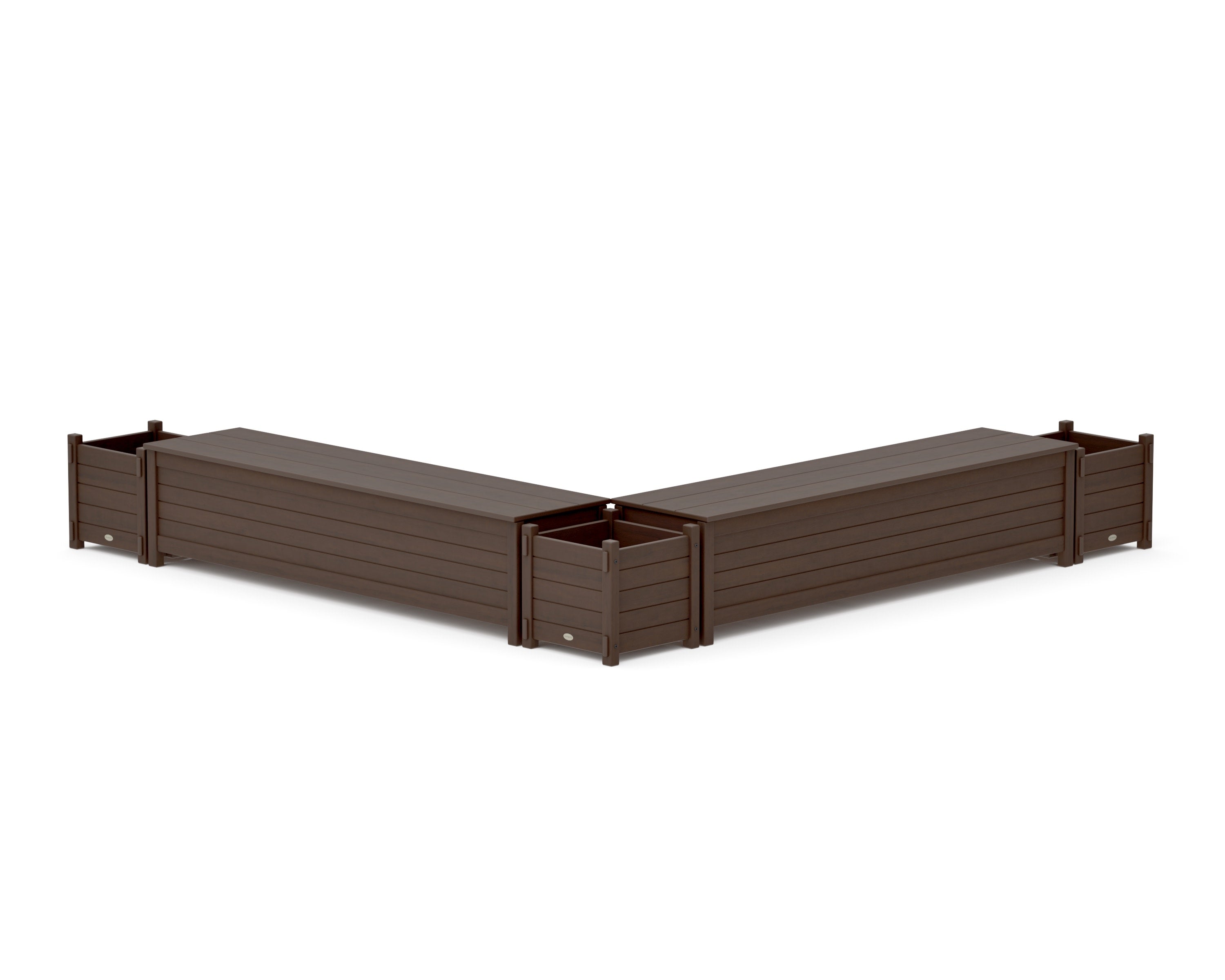 72" Nautical L- Shaped Planter Storage Bench Corner Set in Kona