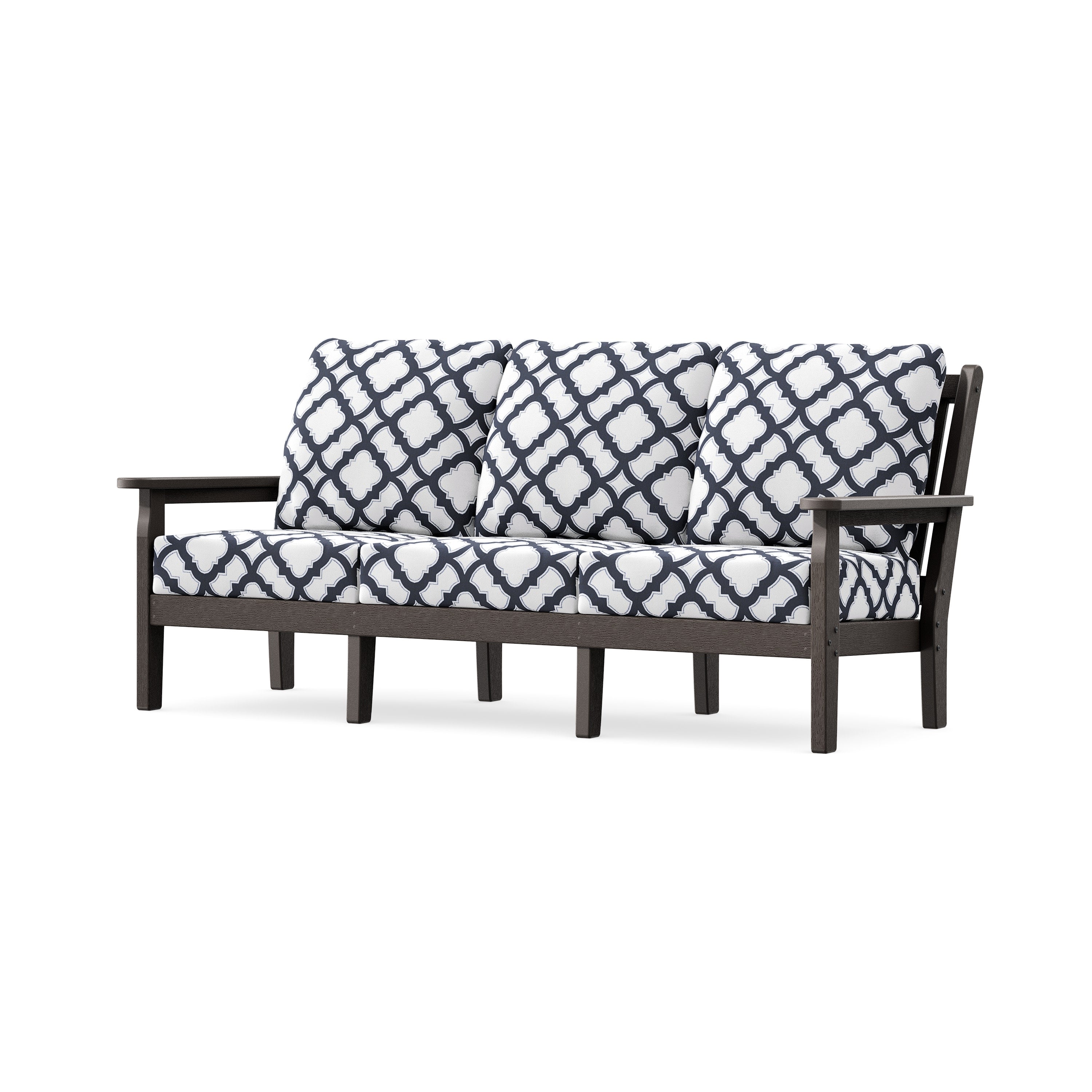 Chippendale Deep Seating Sofa in Vintage Coffee / Trellis Navy
