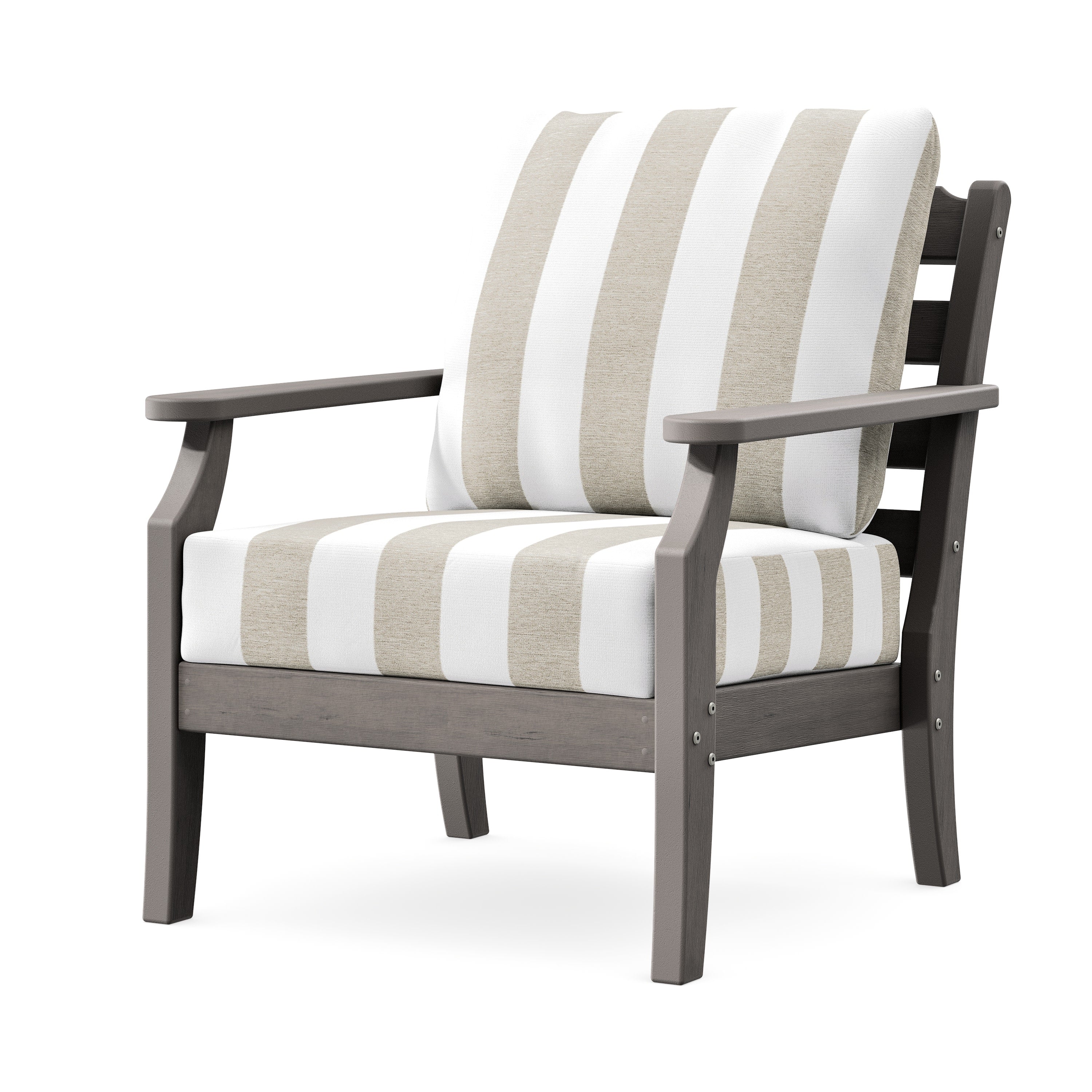 Savannah Deep Seating Chair in Driftwood / Cabana Stripe Dune Burlap