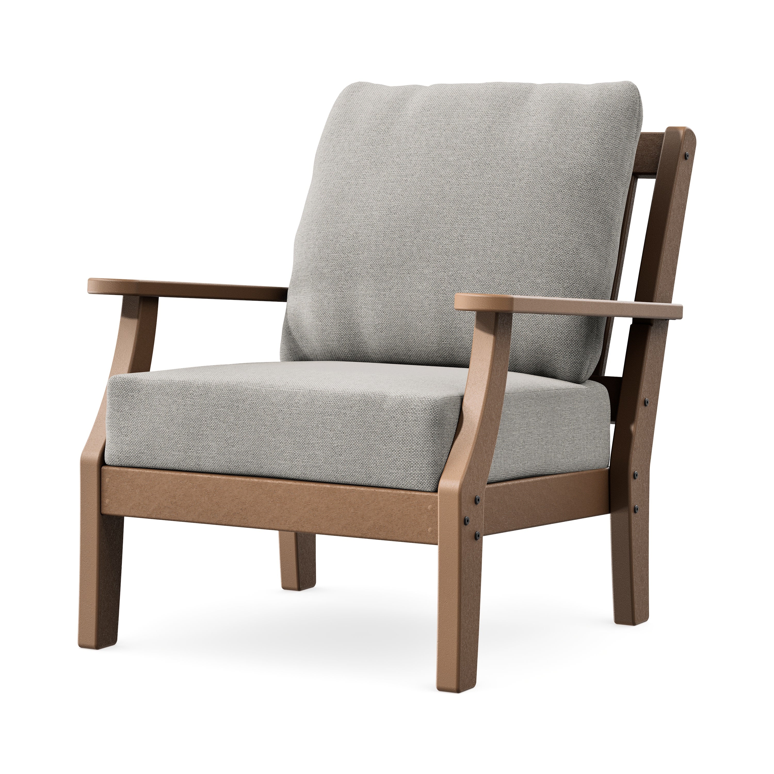 Chinoiserie Deep Seating Chair in Teak / Weathered Tweed