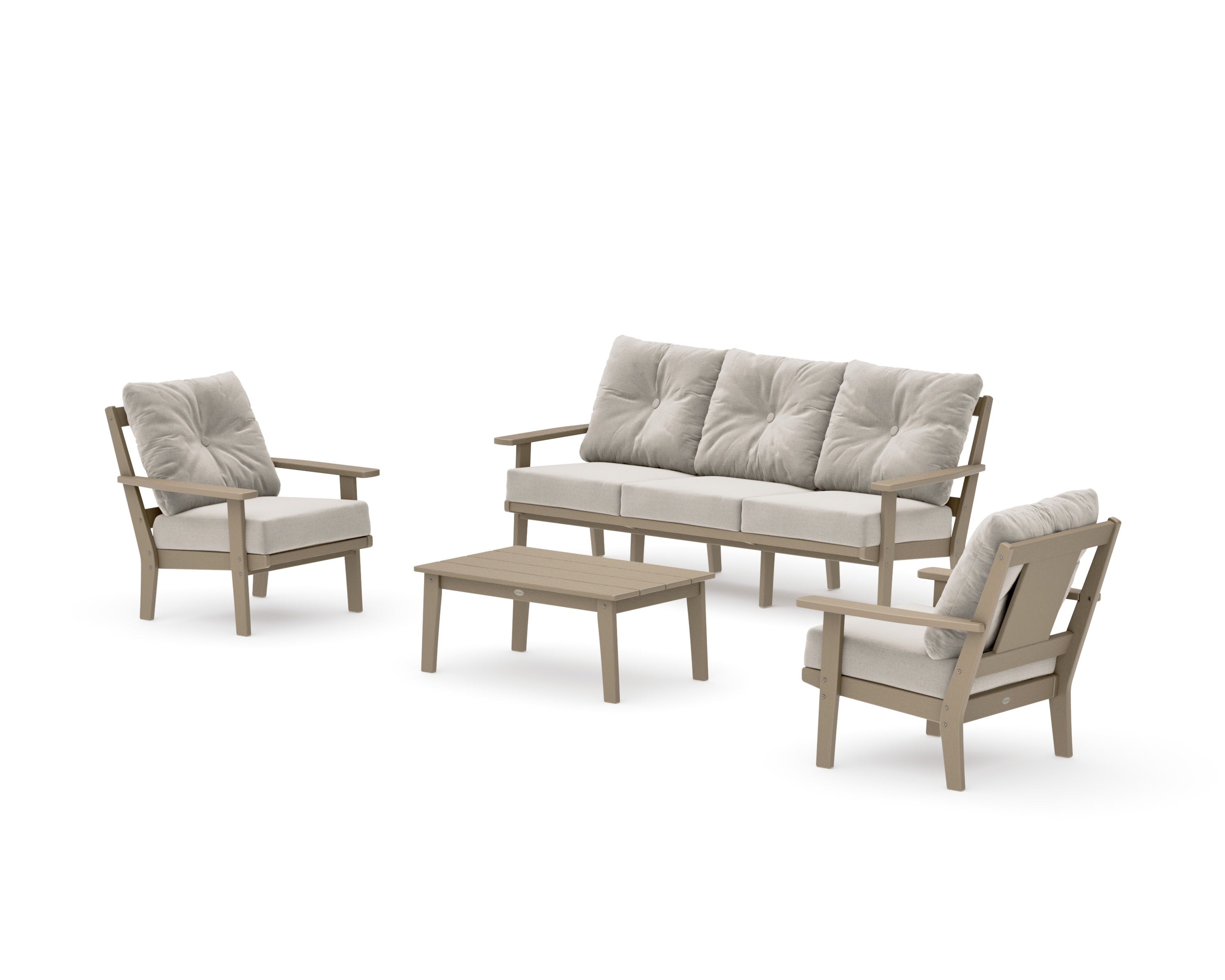 Prairie 4-Piece Deep Seating Set with Sofa in Vintage Sahara / Dune Burlap