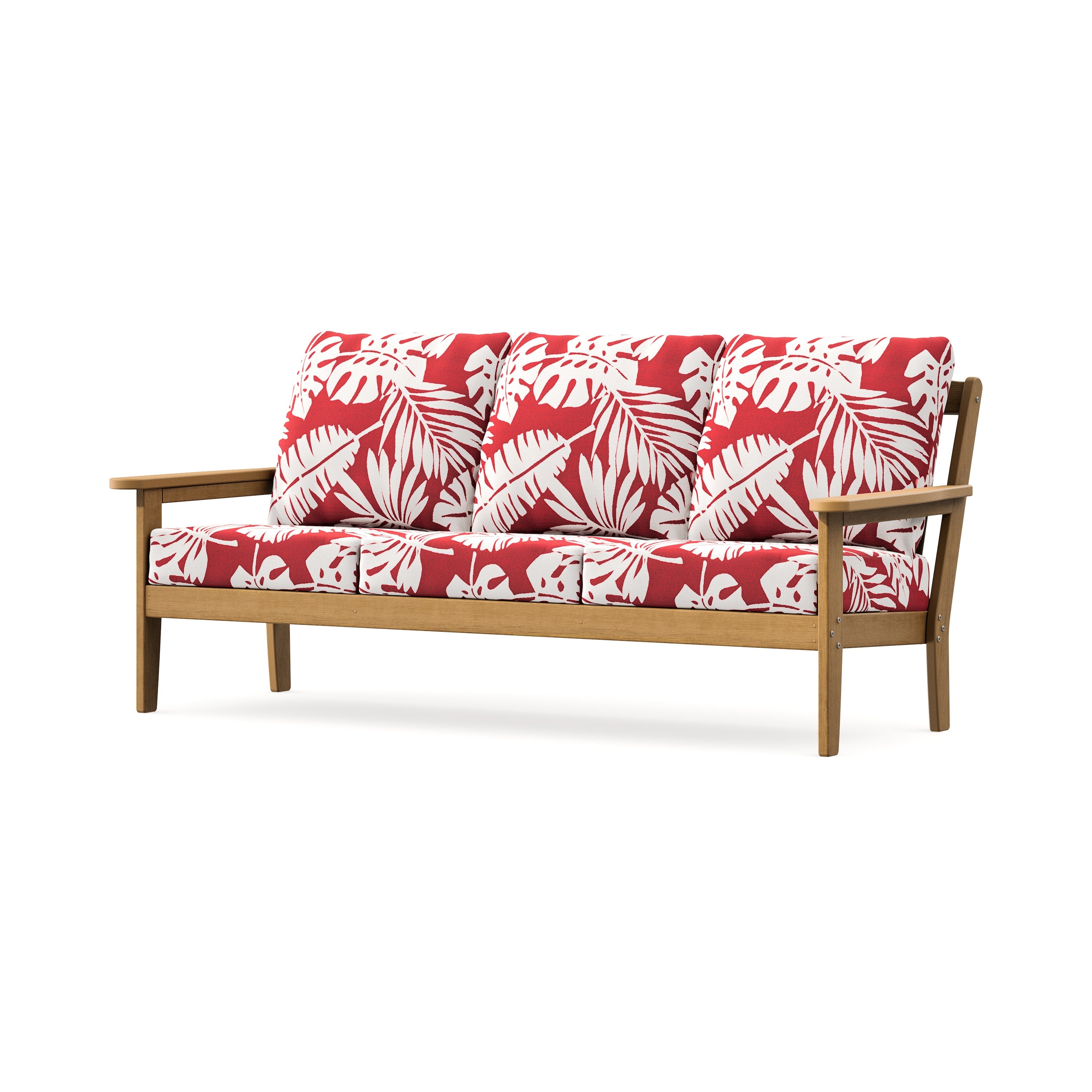 Cottage Deep Seating Sofa in Natural / Leaf Crimson