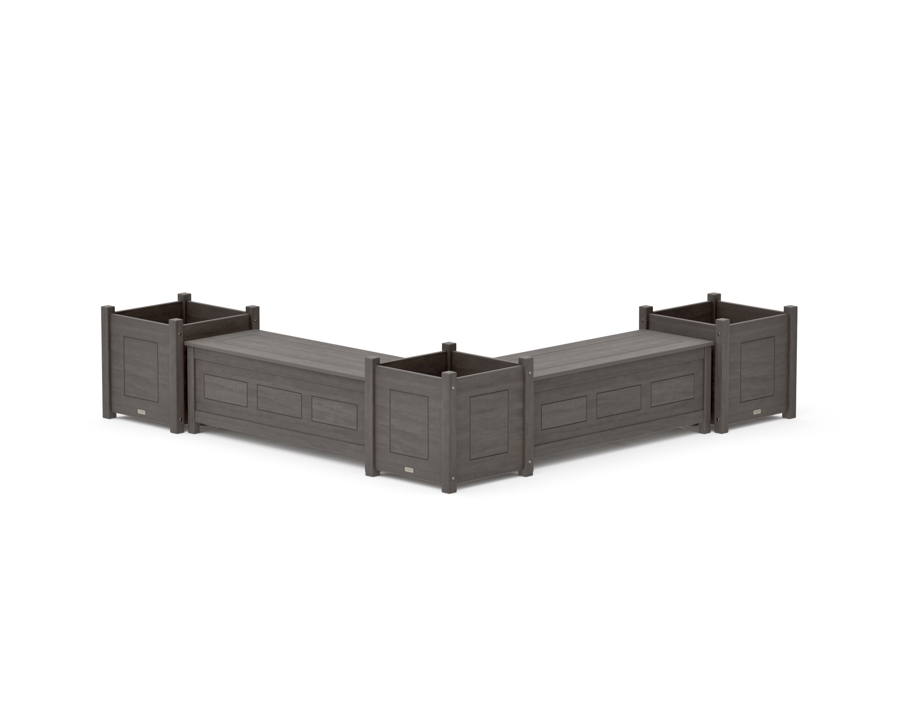 48" Country Living L- Shaped Planter Storage Bench Corner Set- Large in Driftwood