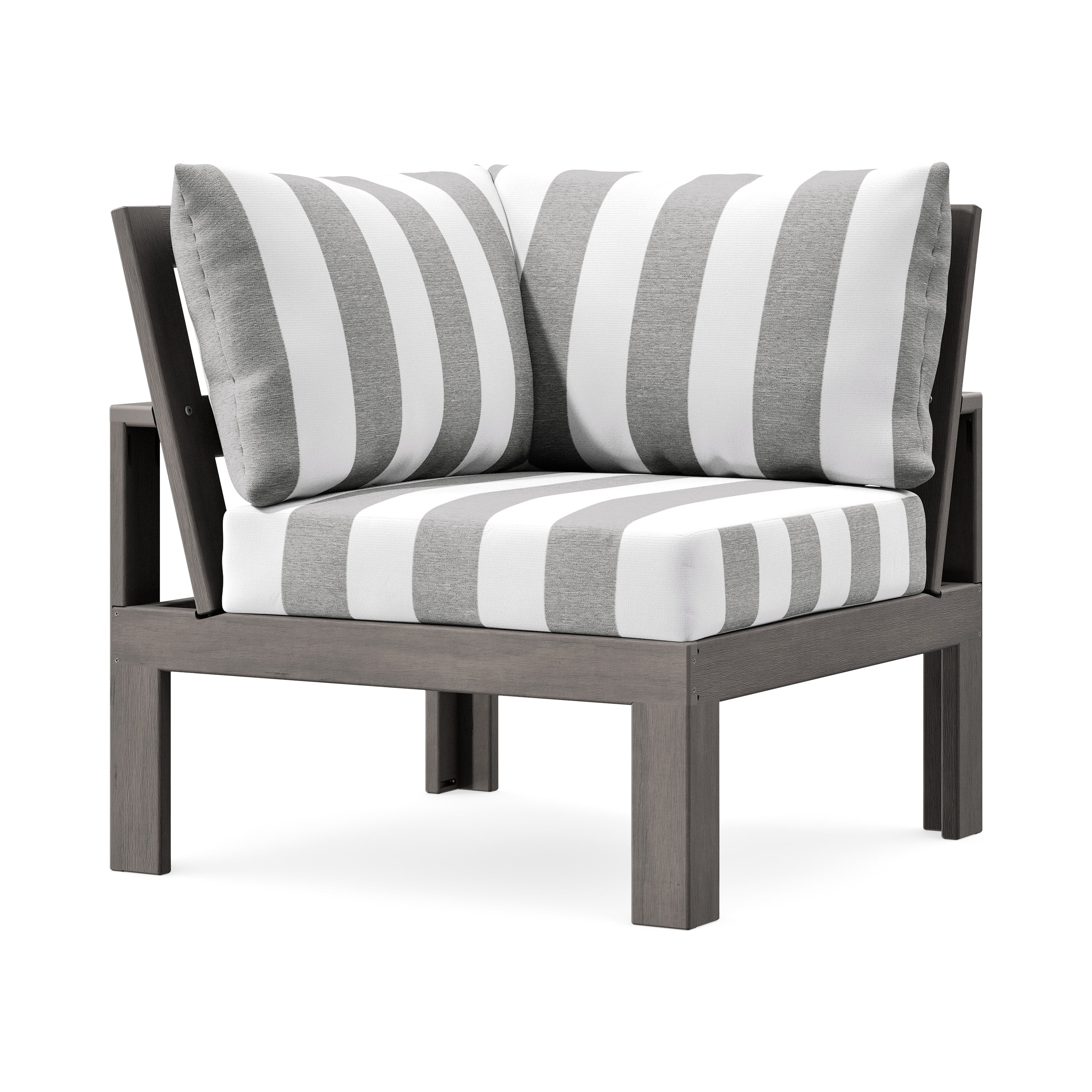 Modular Corner Chair in Driftwood / Cabana Stripe Grey Mist