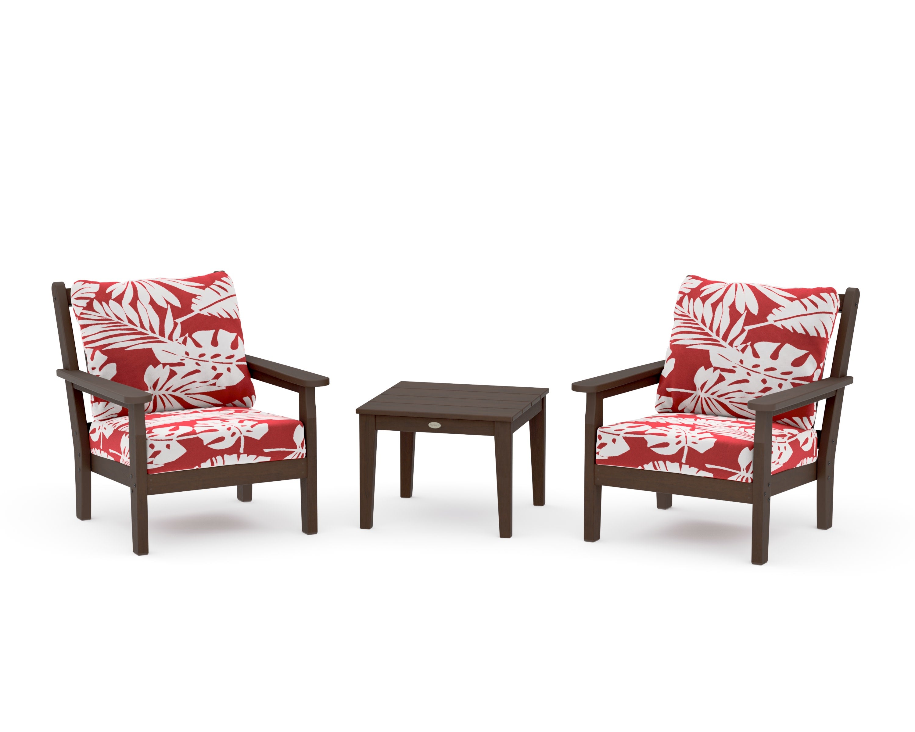 Chippendale 3-Piece Deep Seating Set in Kona / Leaf Crimson