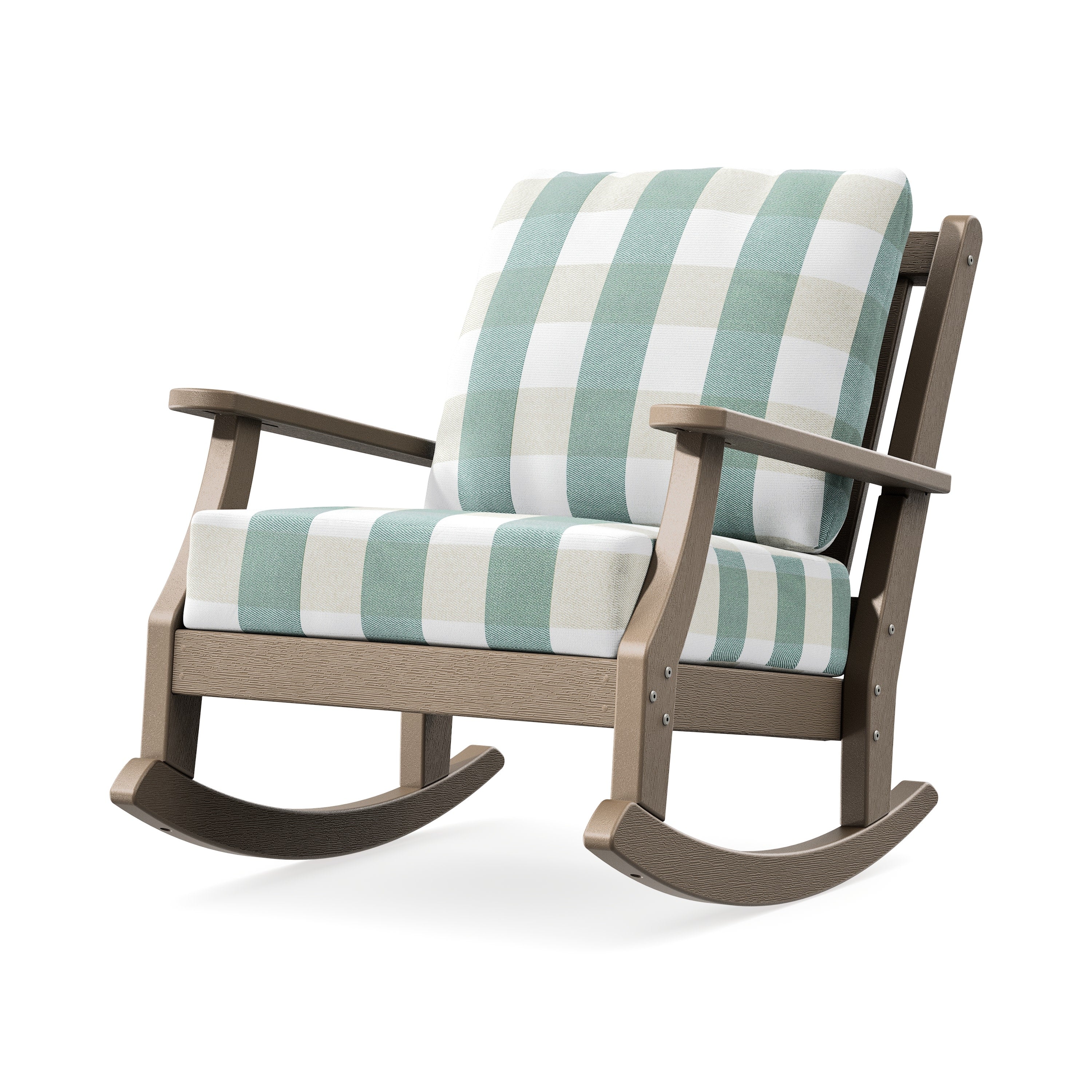 Wovendale Deep Seating Rocking Chair in Vintage Sahara / Buffalo Plaid Glacier Spa