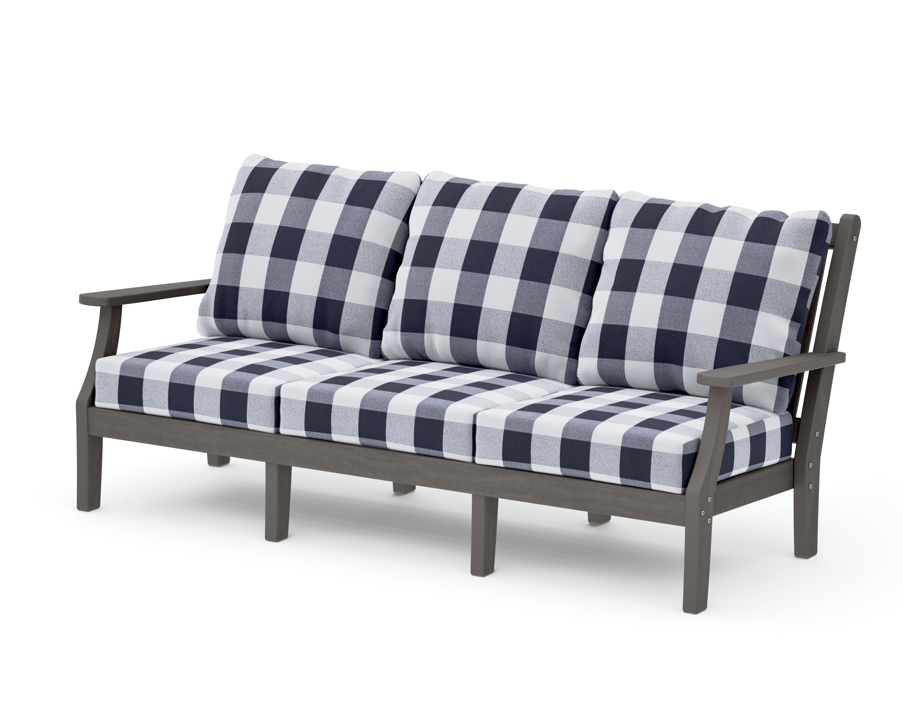 Wovendale Deep Seating Sofa in Driftwood / Buffalo Plaid Navy