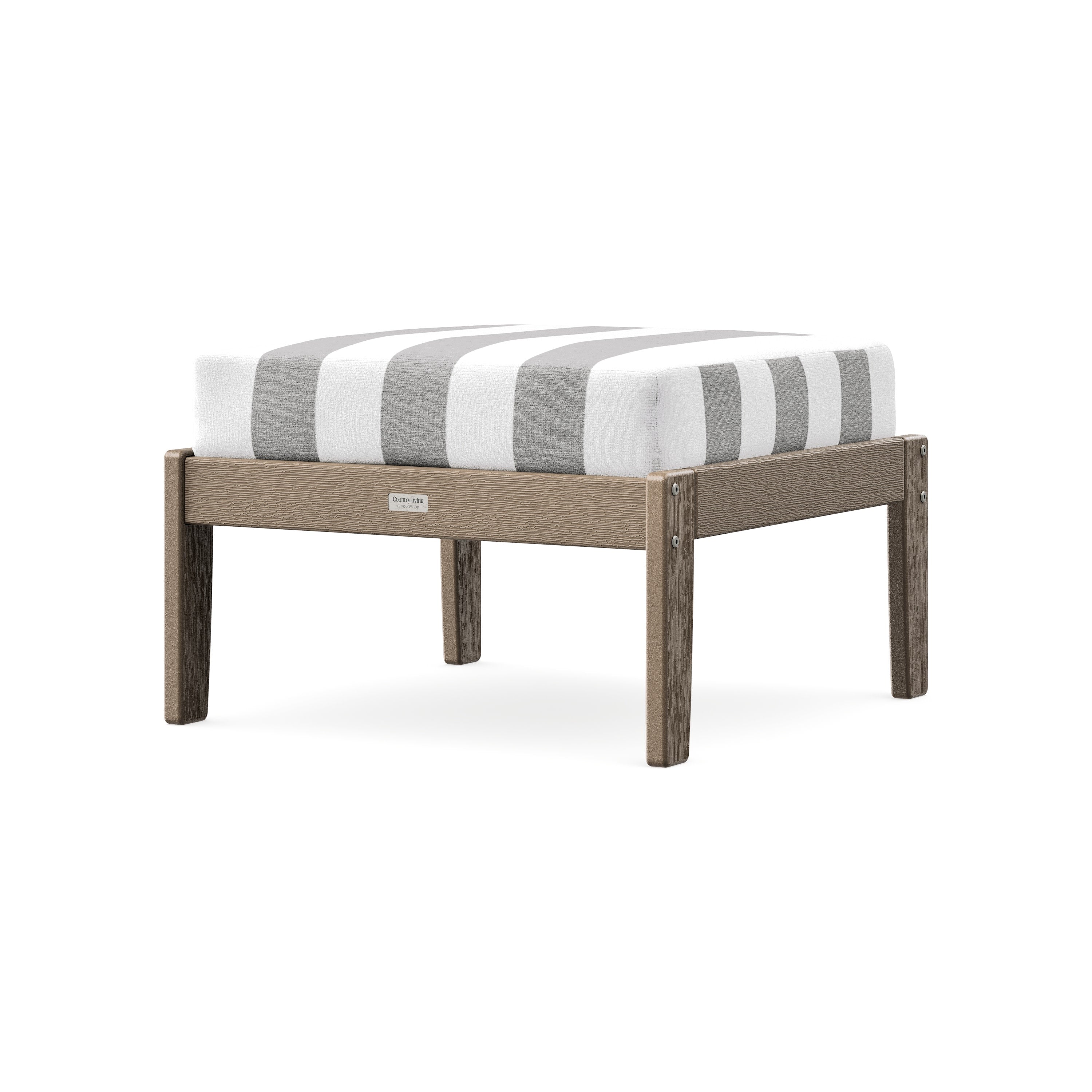 Cottage Deep Seating Ottoman in Vintage Sahara / Cabana Stripe Grey Mist