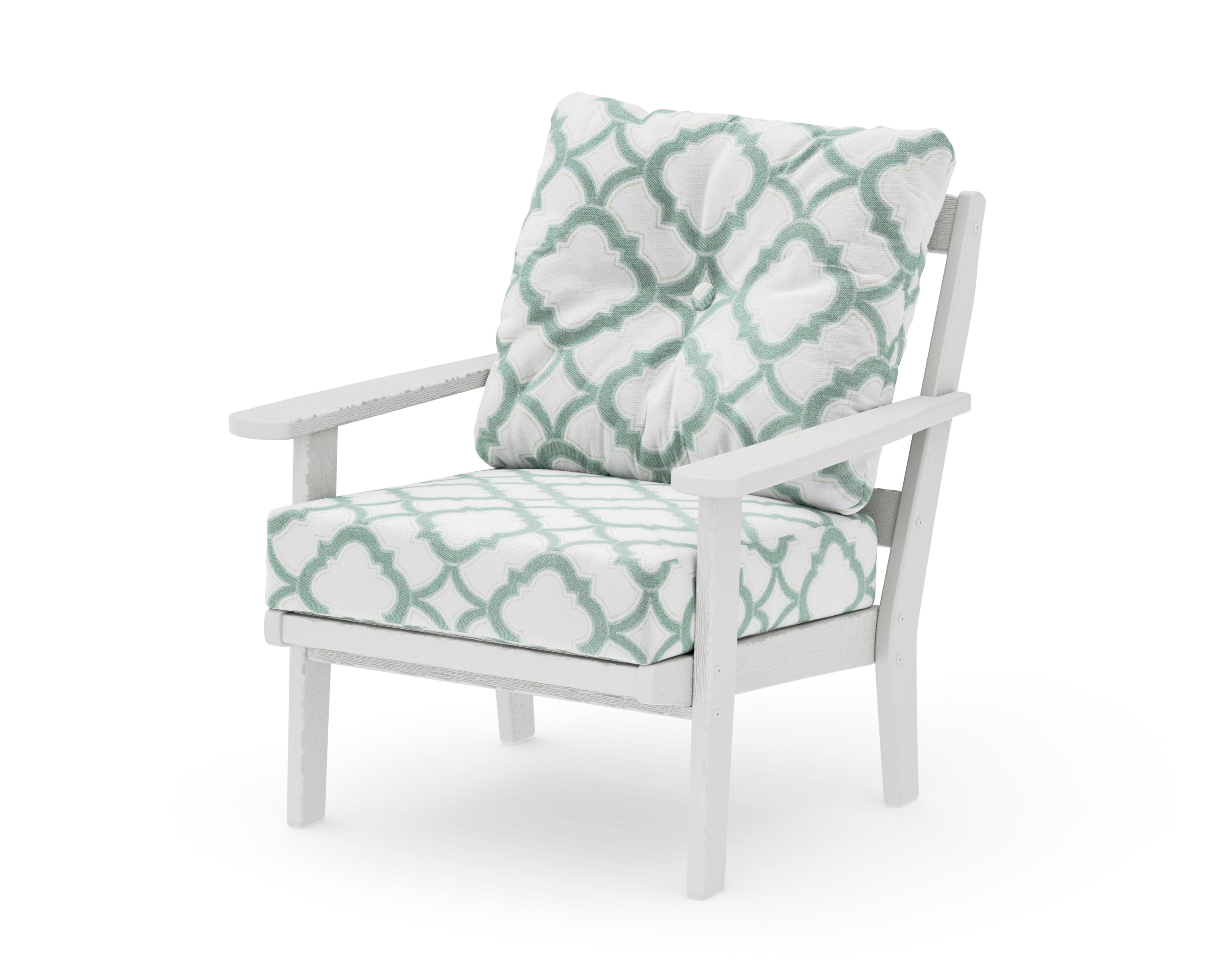 Mission Deep Seating Chair in Vintage White / Trellis Glacier Spa