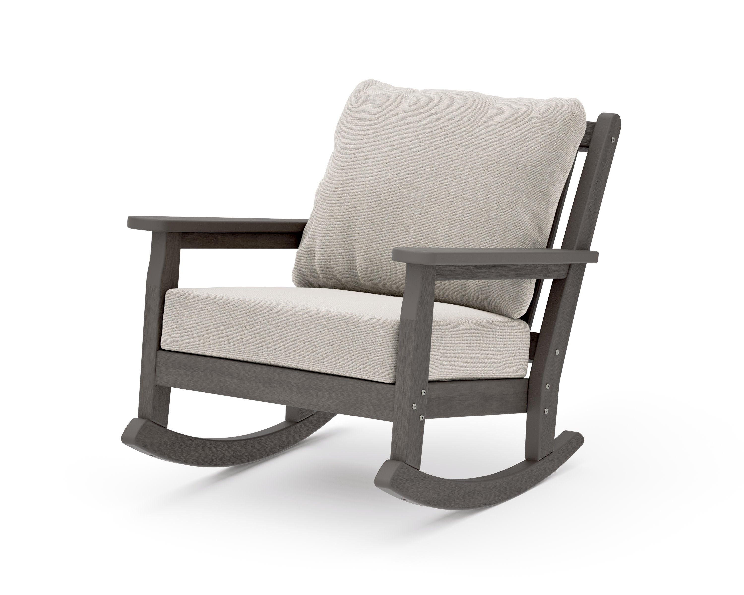 Chippendale Deep Seating Rocking Chair in Driftwood / Dune Burlap