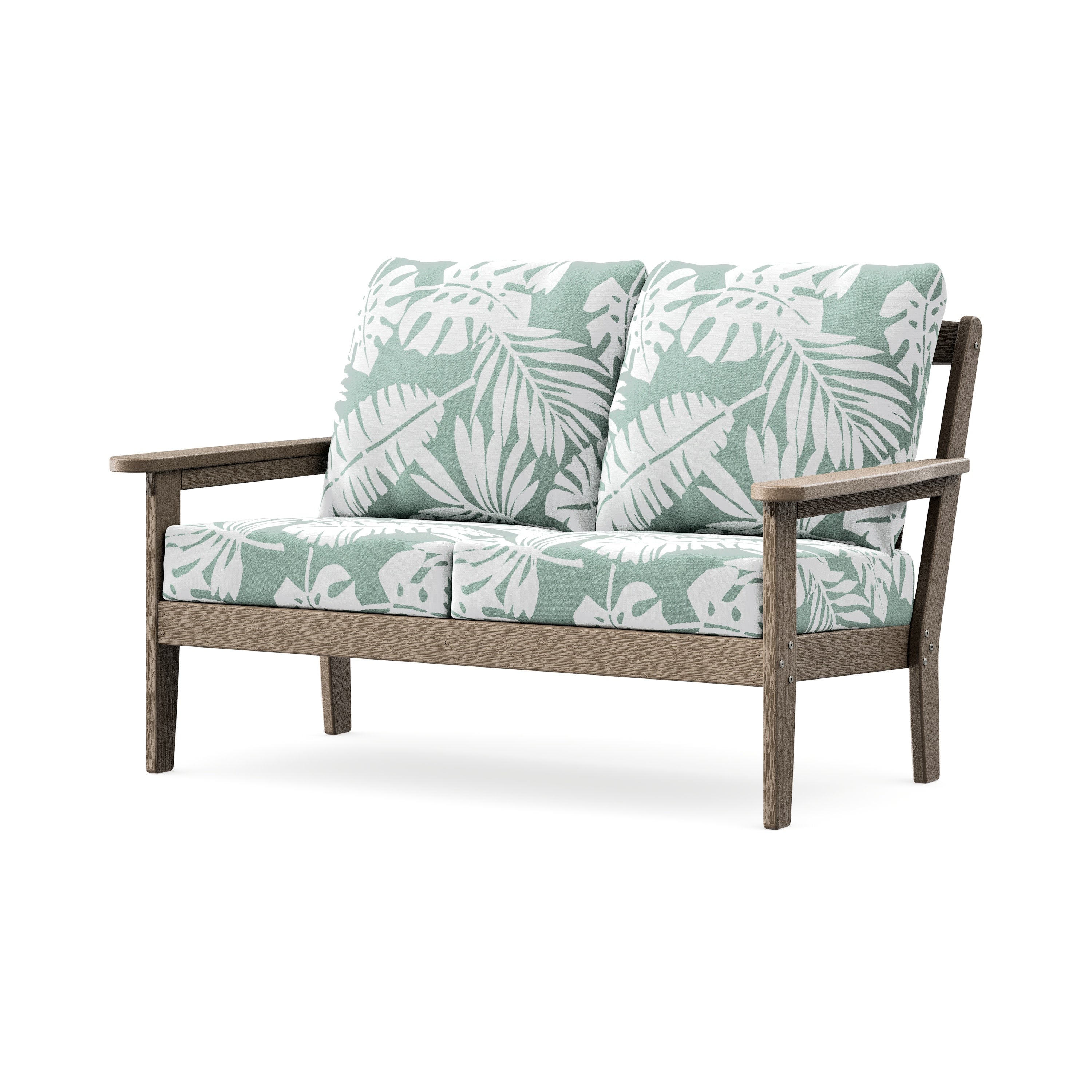 Cottage Deep Seating Loveseat in Vintage Sahara / Leaf Glacier Spa