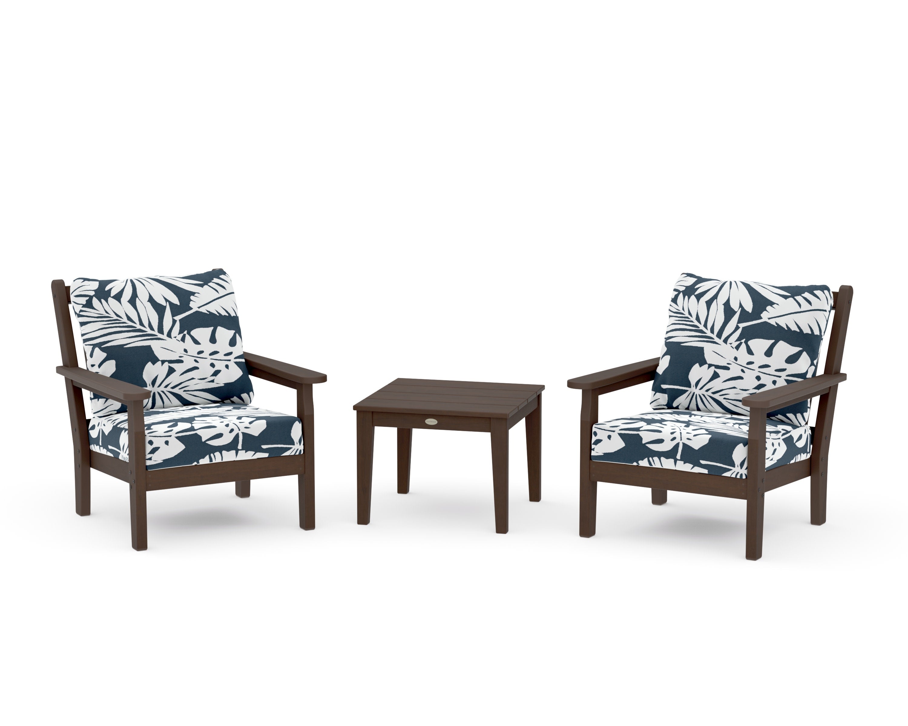 Chippendale 3-Piece Deep Seating Set in Kona / Leaf Marine Indigo