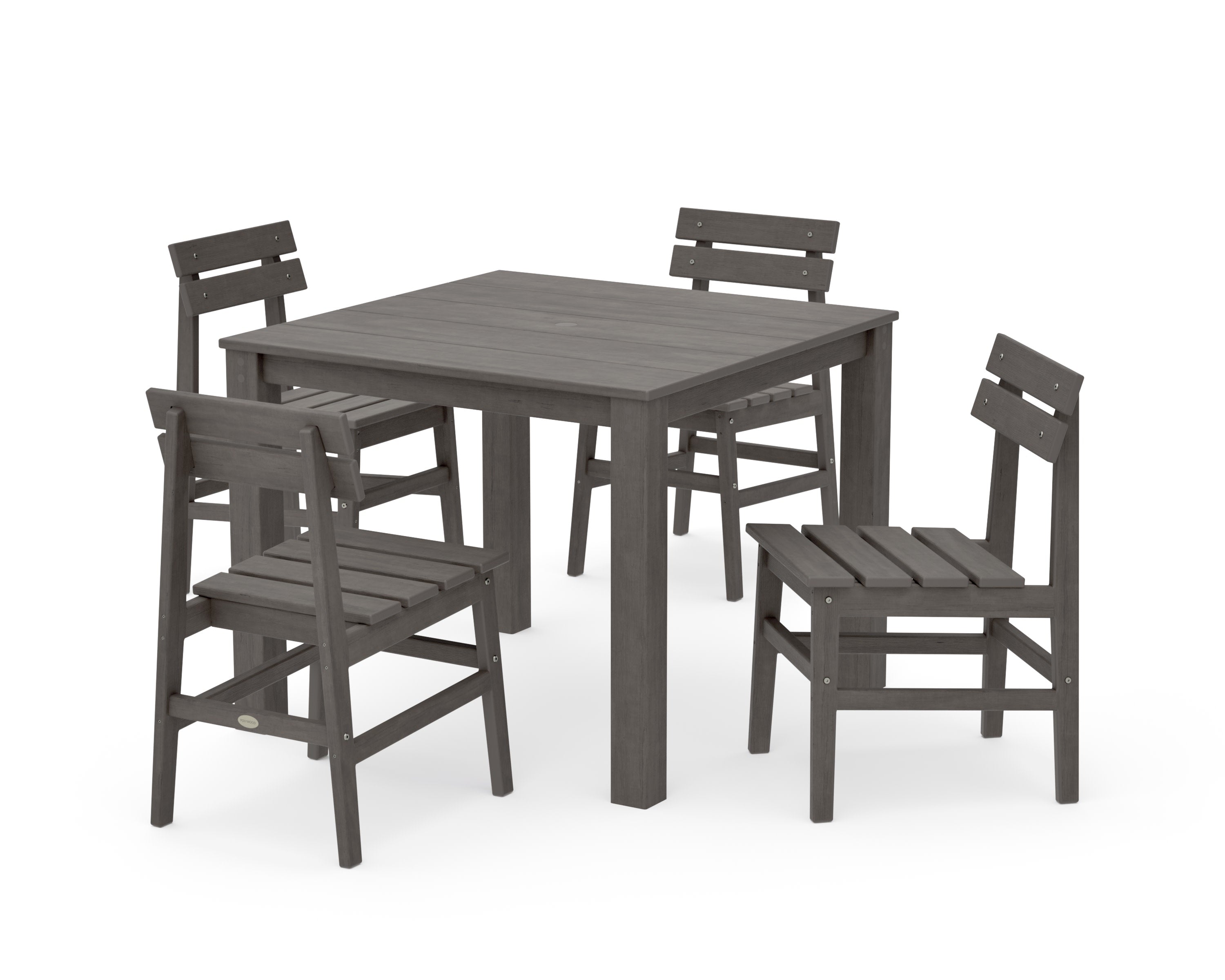Modern Studio Plaza Chair 5-Piece Parsons Dining Set in Driftwood