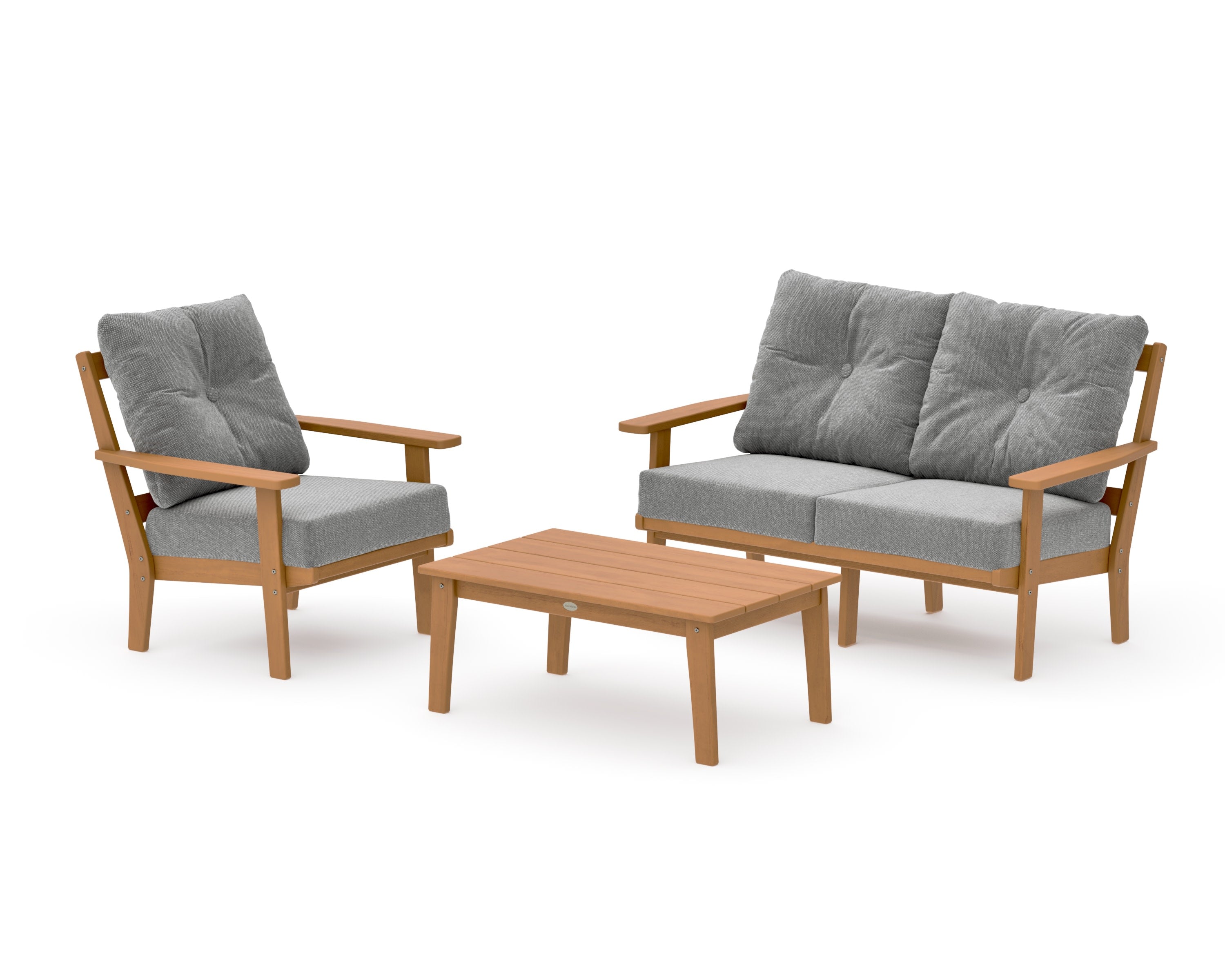 Oxford 3-Piece Deep Seating Set with Loveseat in Natural / Grey Mist