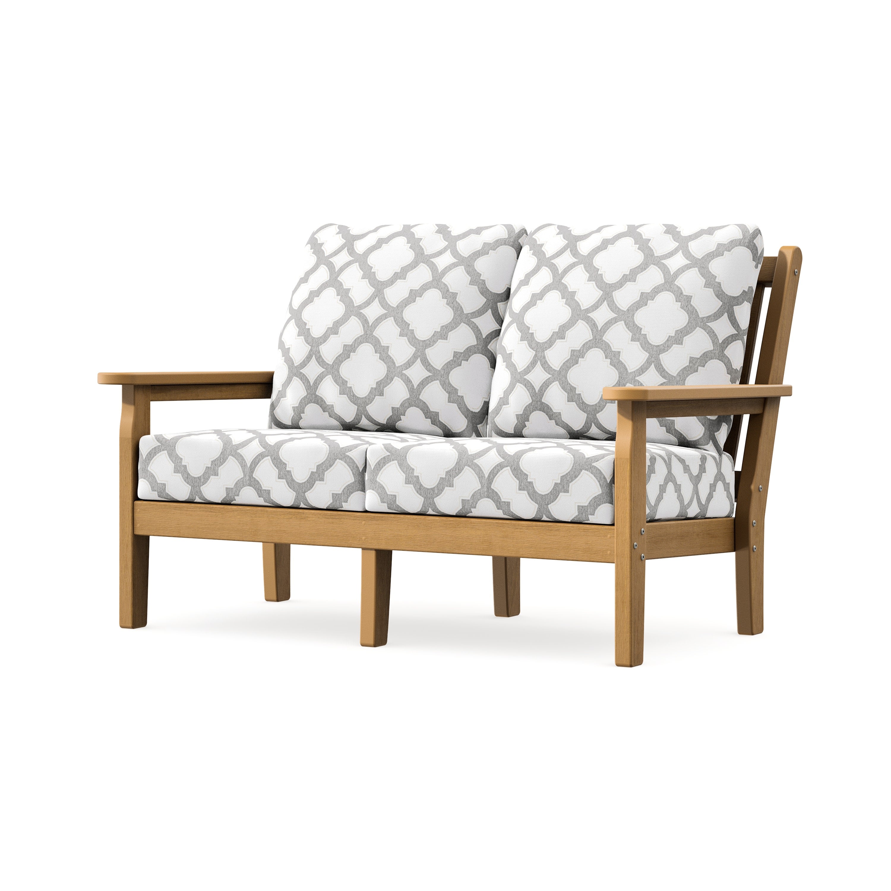 Chippendale Deep Seating Loveseat in Natural / Trellis Grey Mist