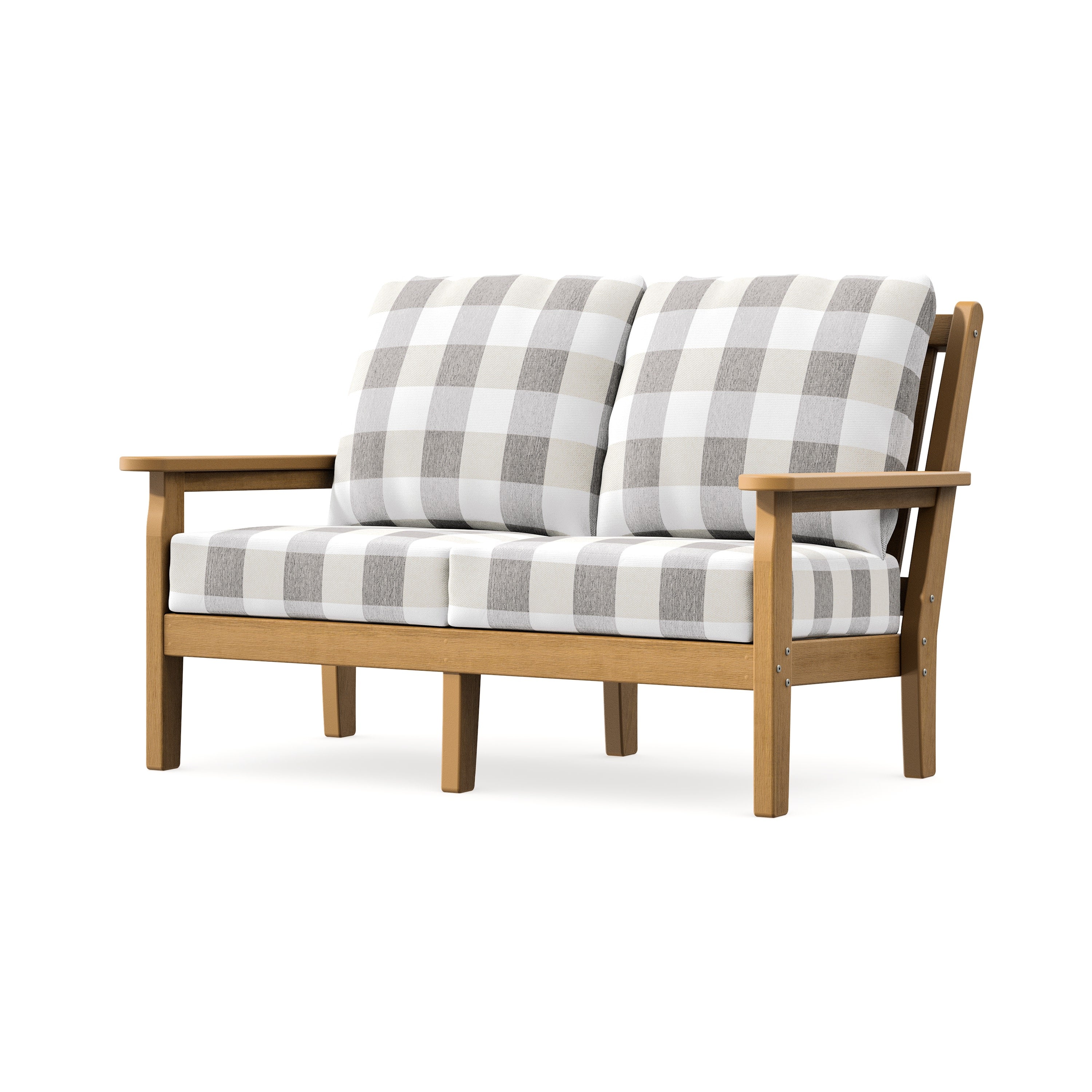 Chippendale Deep Seating Loveseat in Natural / Buffalo Plaid Grey Mist