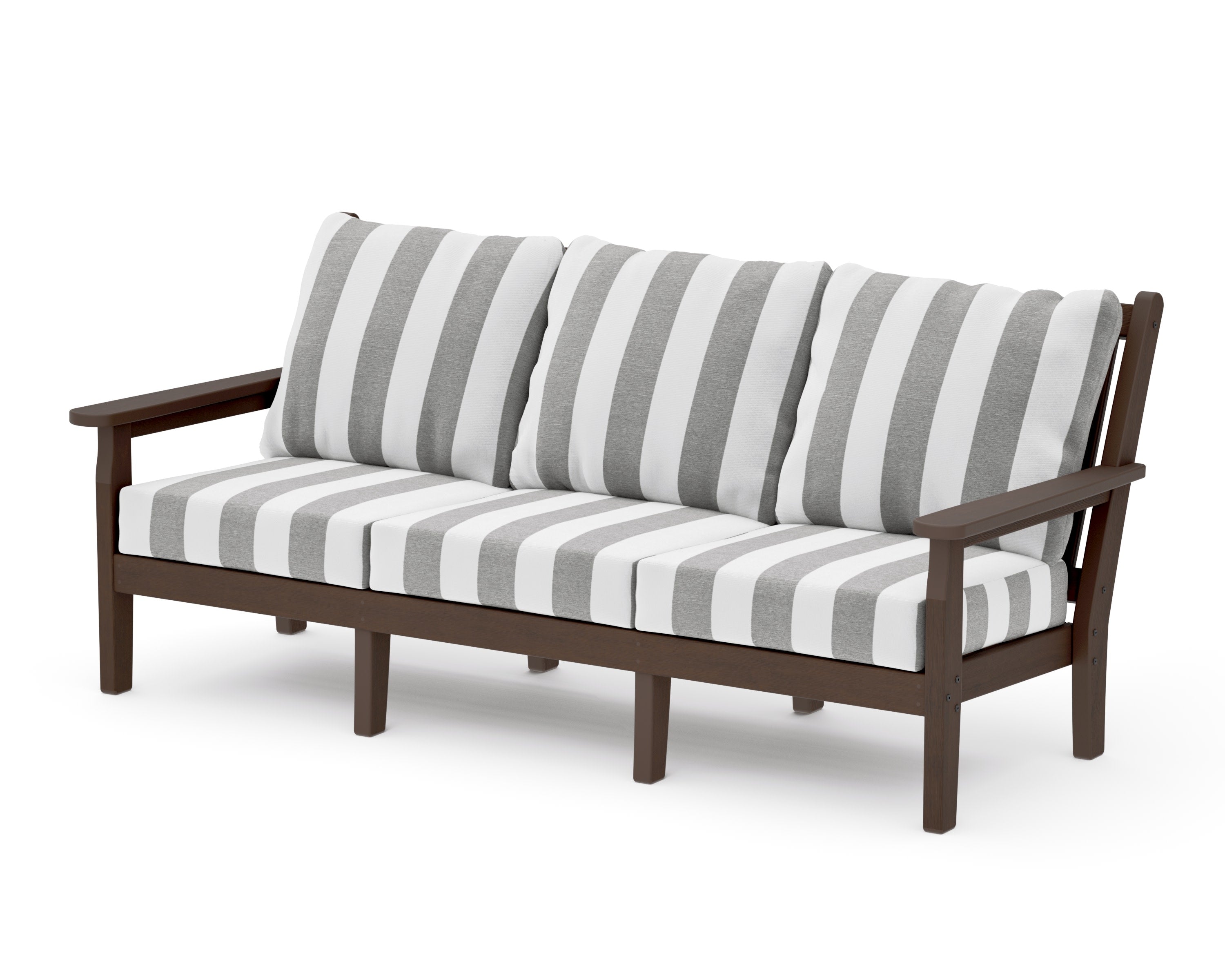 Chippendale Deep Seating Sofa in Kona / Cabana Stripe Grey Mist