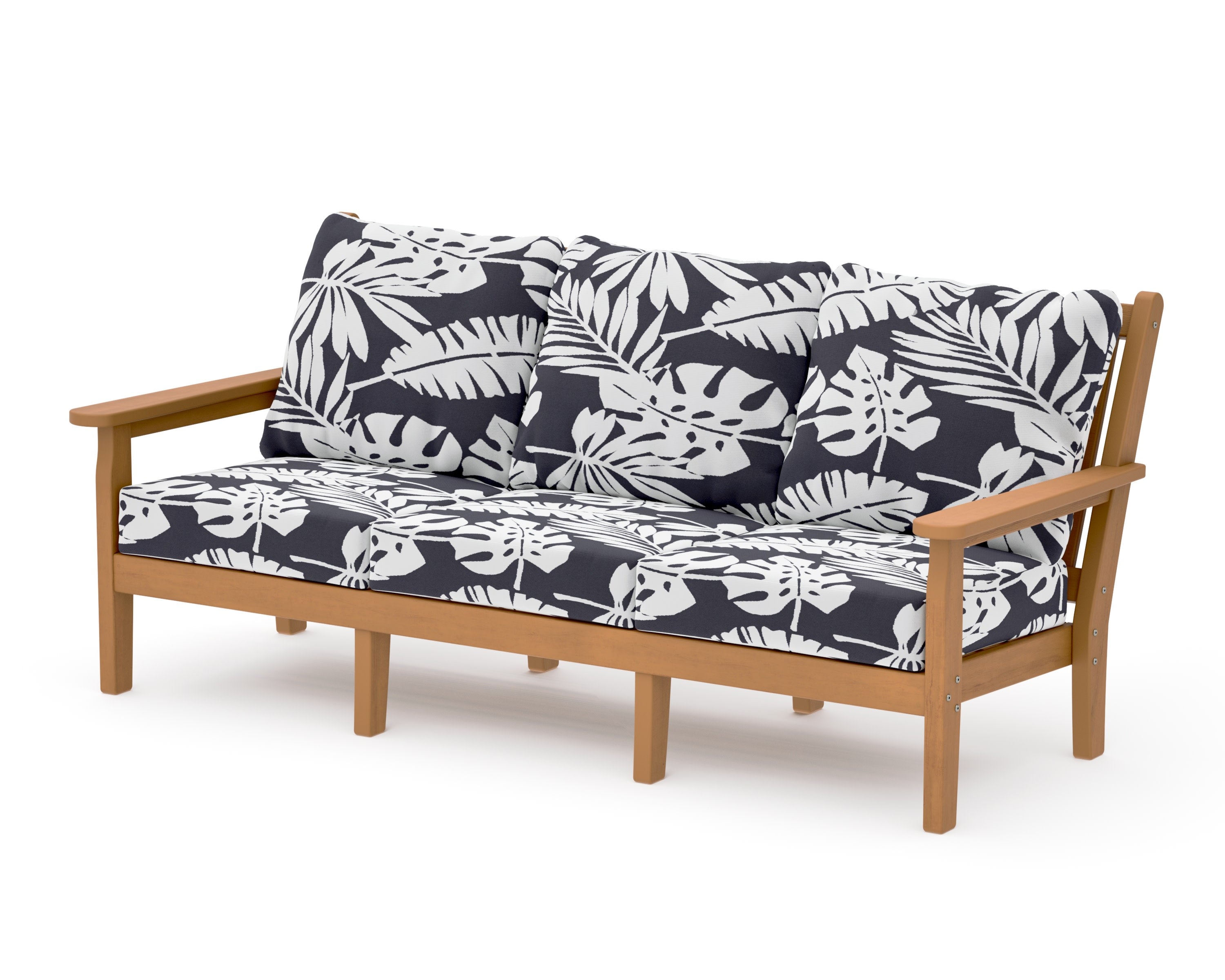 Chippendale Deep Seating Sofa in Natural / Leaf Navy