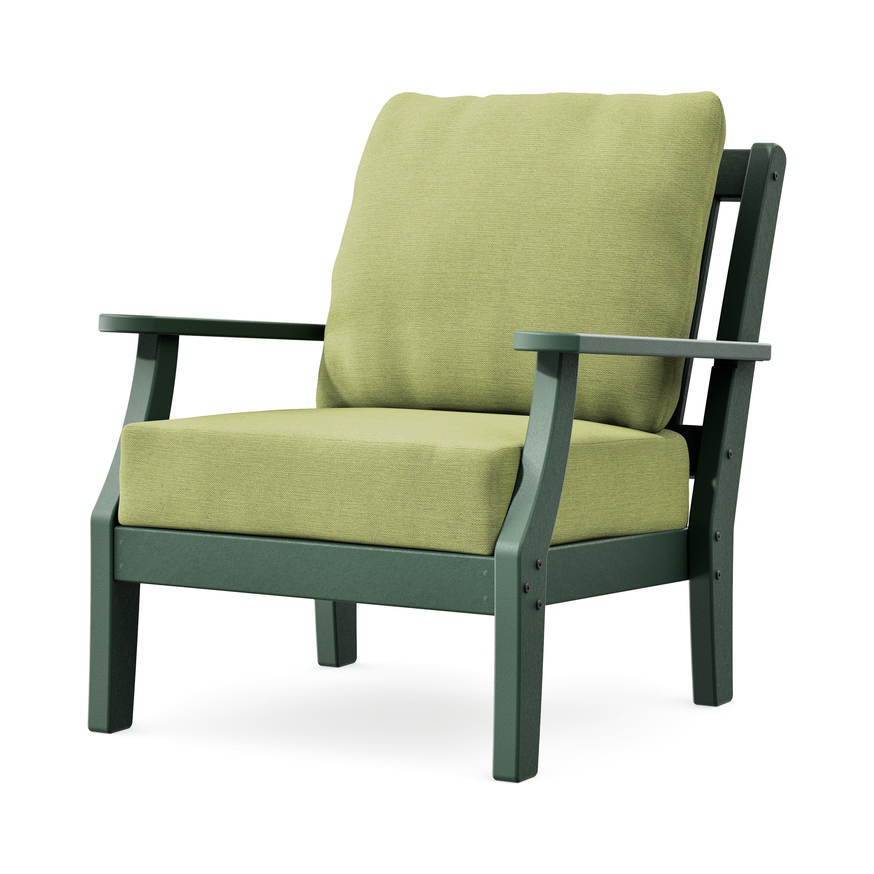 Chinoiserie Deep Seating Chair in Green / Chartreuse Boucle