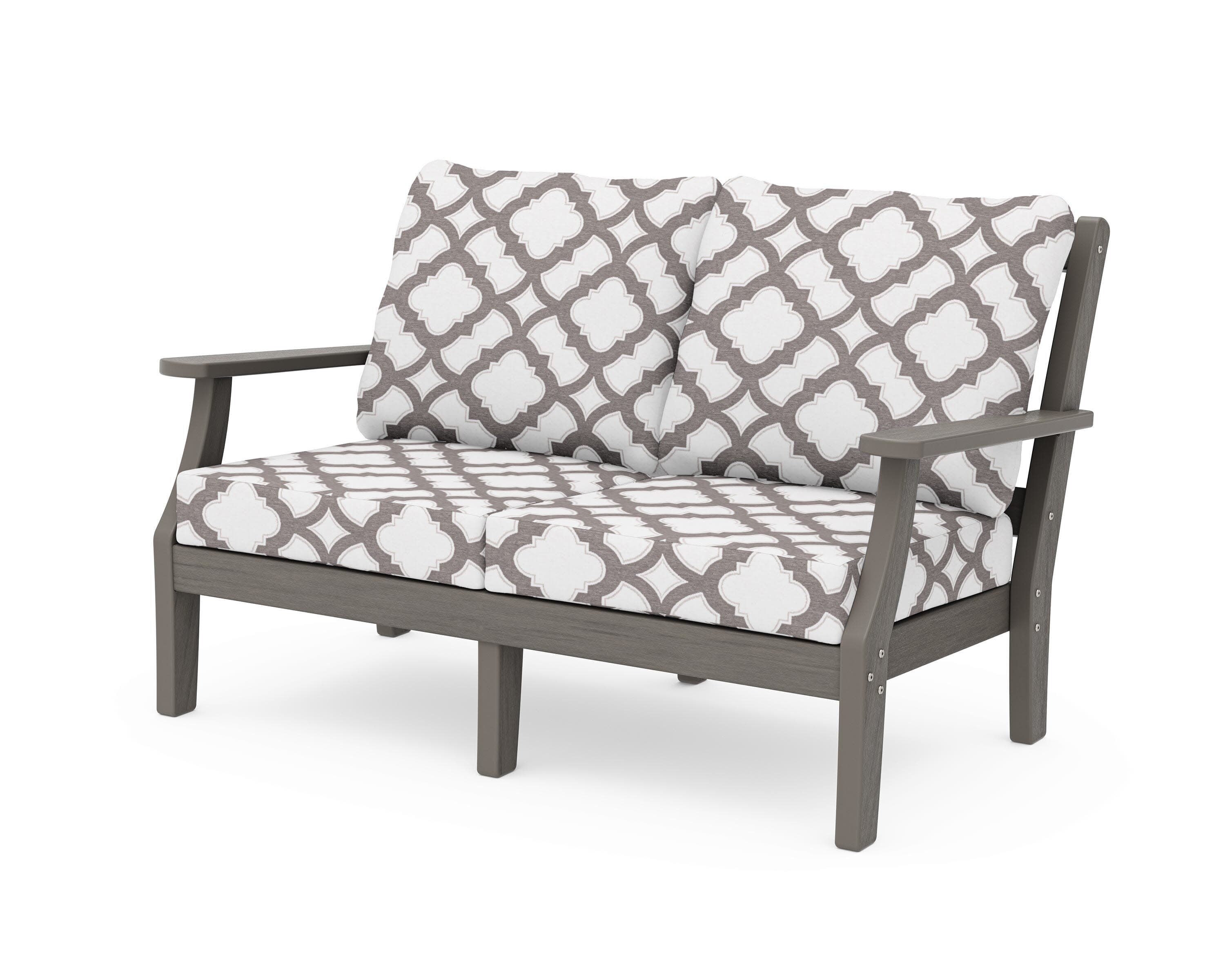 Chinoiserie Deep Seating Loveseat in Driftwood / Trellis Grey Mist