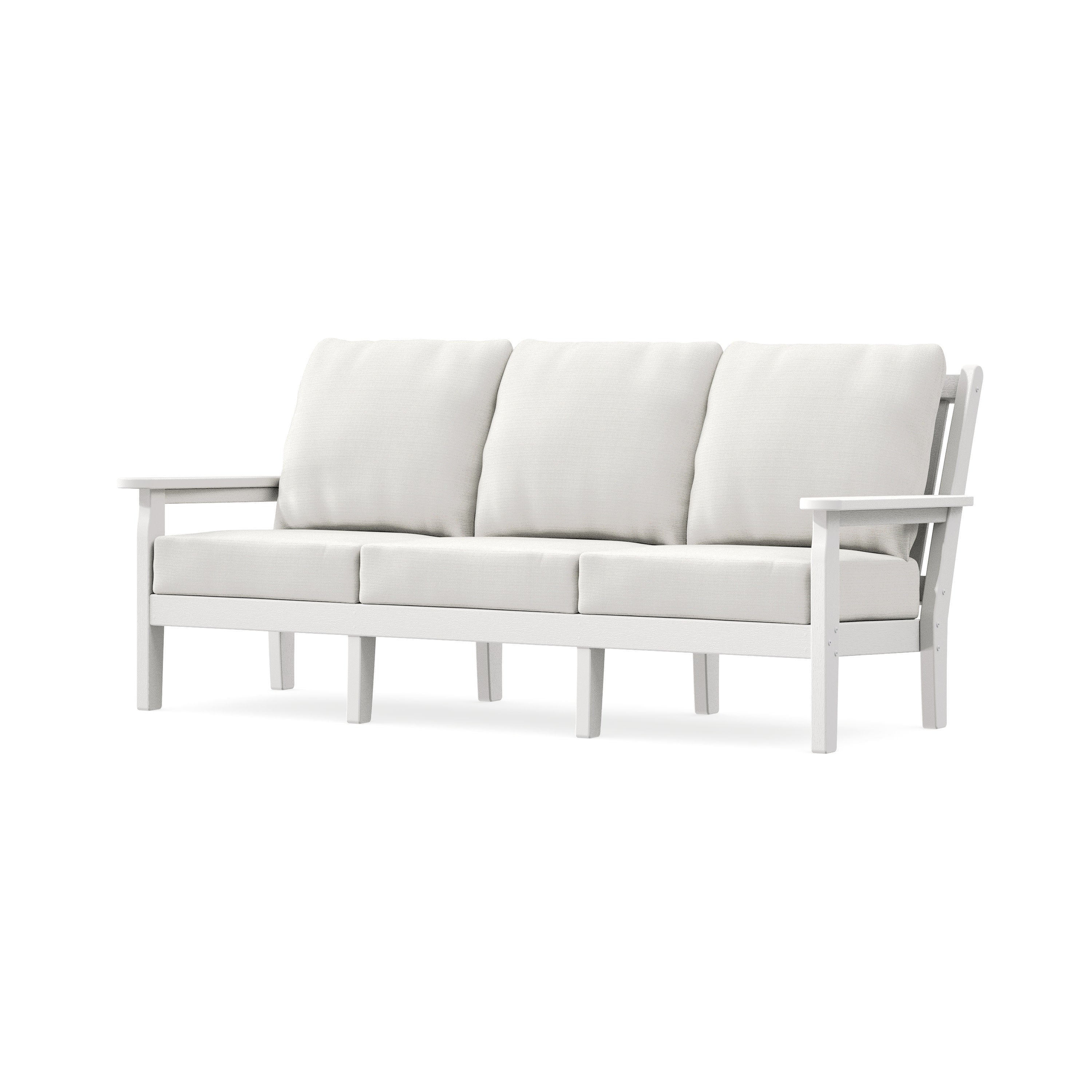Chippendale Deep Seating Sofa in Vintage White / Natural Linen