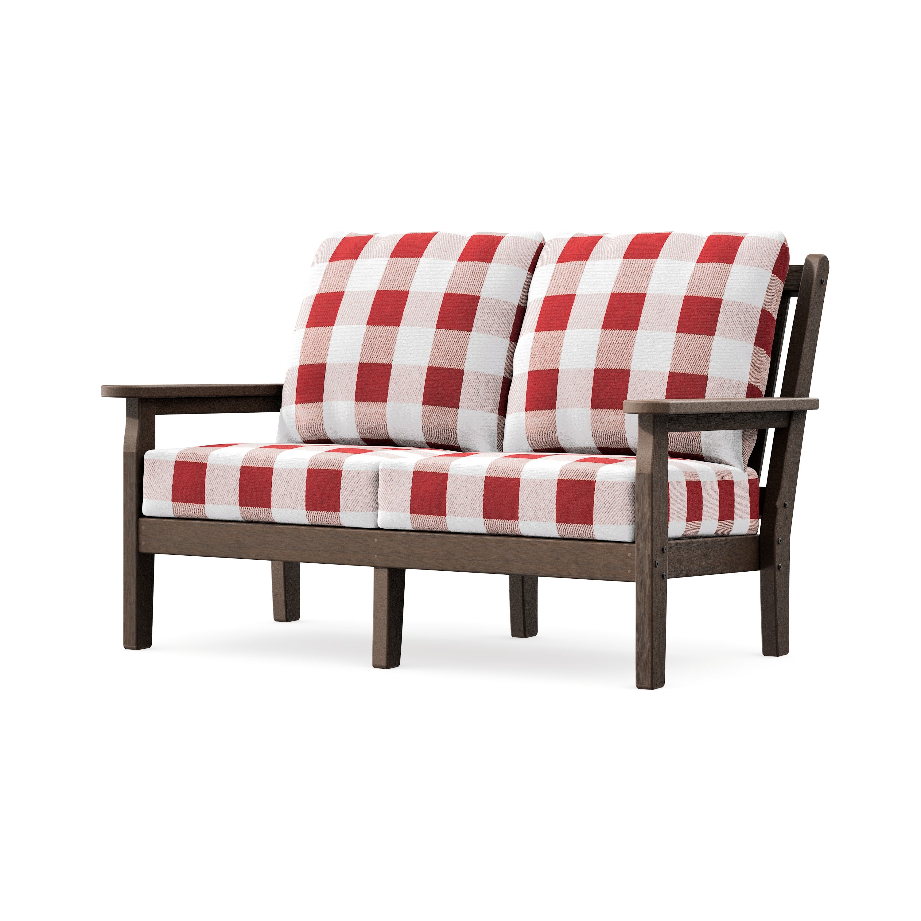 Chippendale Deep Seating Loveseat in Kona / Buffalo Plaid Crimson