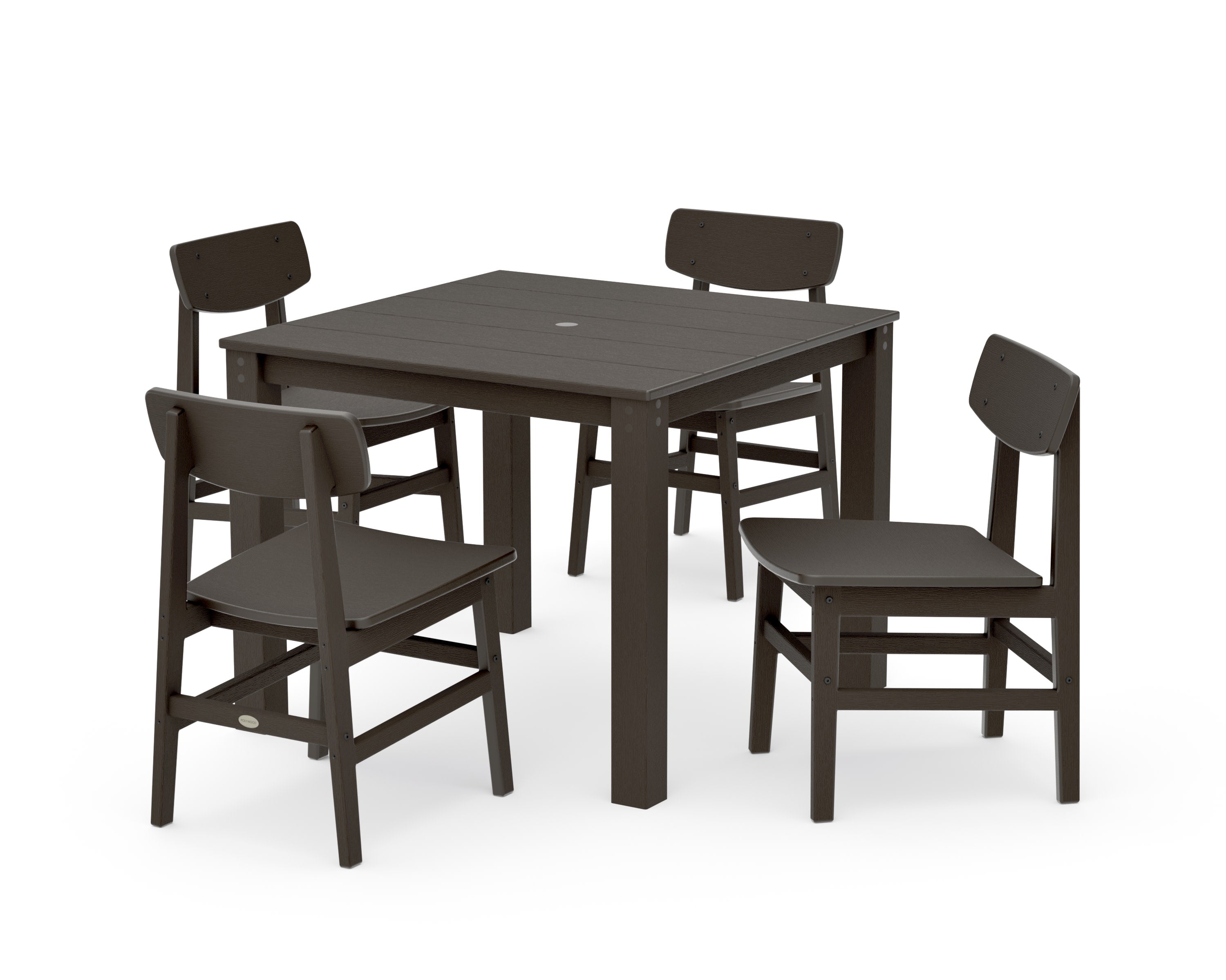 Modern Studio Urban Chair 5-Piece Parsons Dining Set in Vintage Coffee