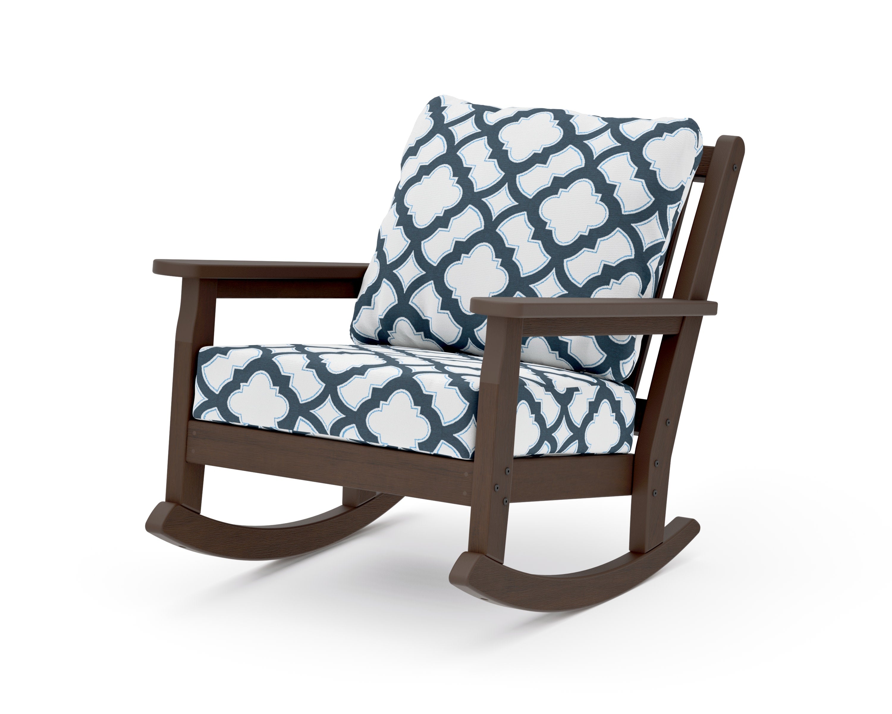 Chippendale Deep Seating Rocking Chair in Kona / Trellis Marine Indigo