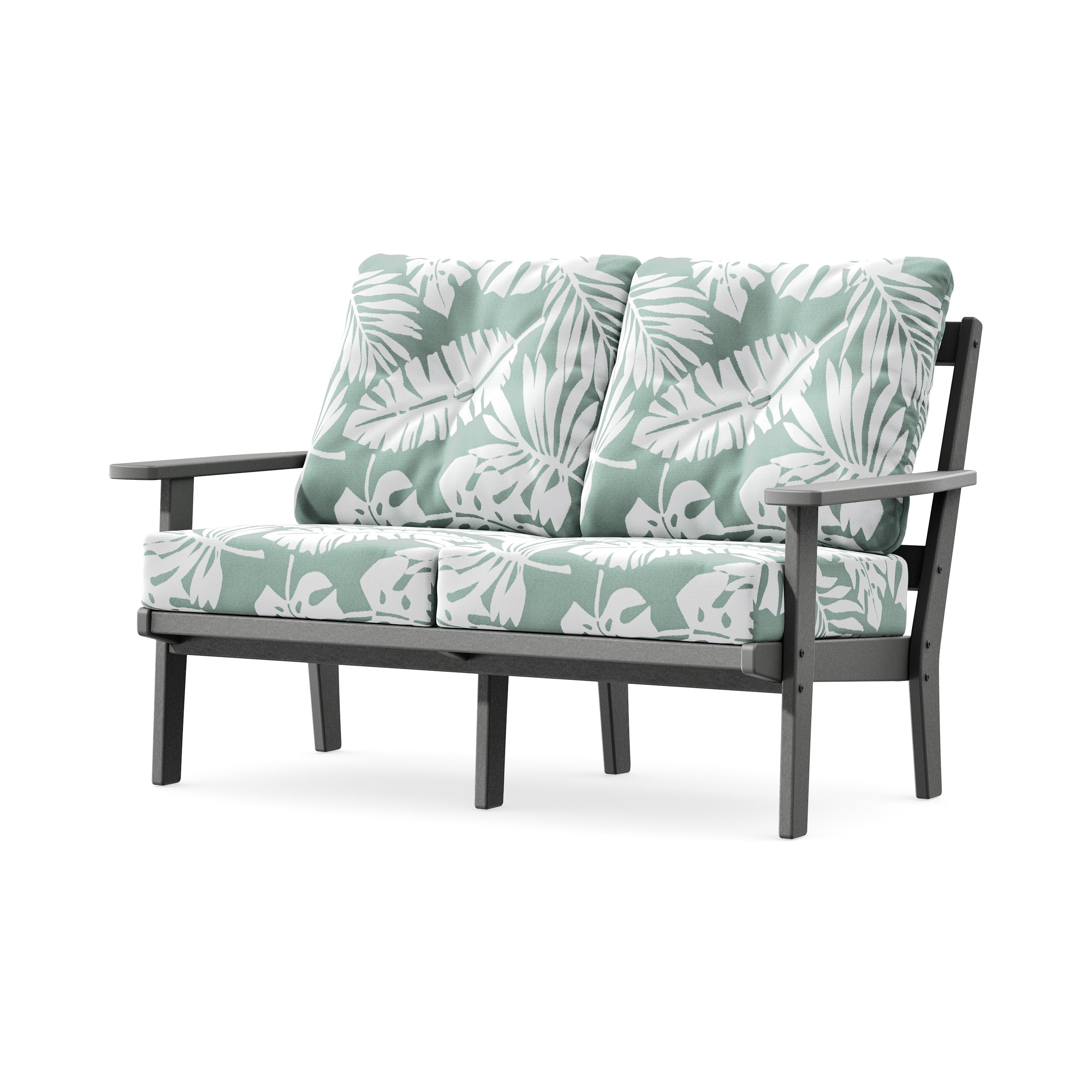 Prairie Deep SeatingLoveseat in Slate Grey / Leaf Glacier Spa