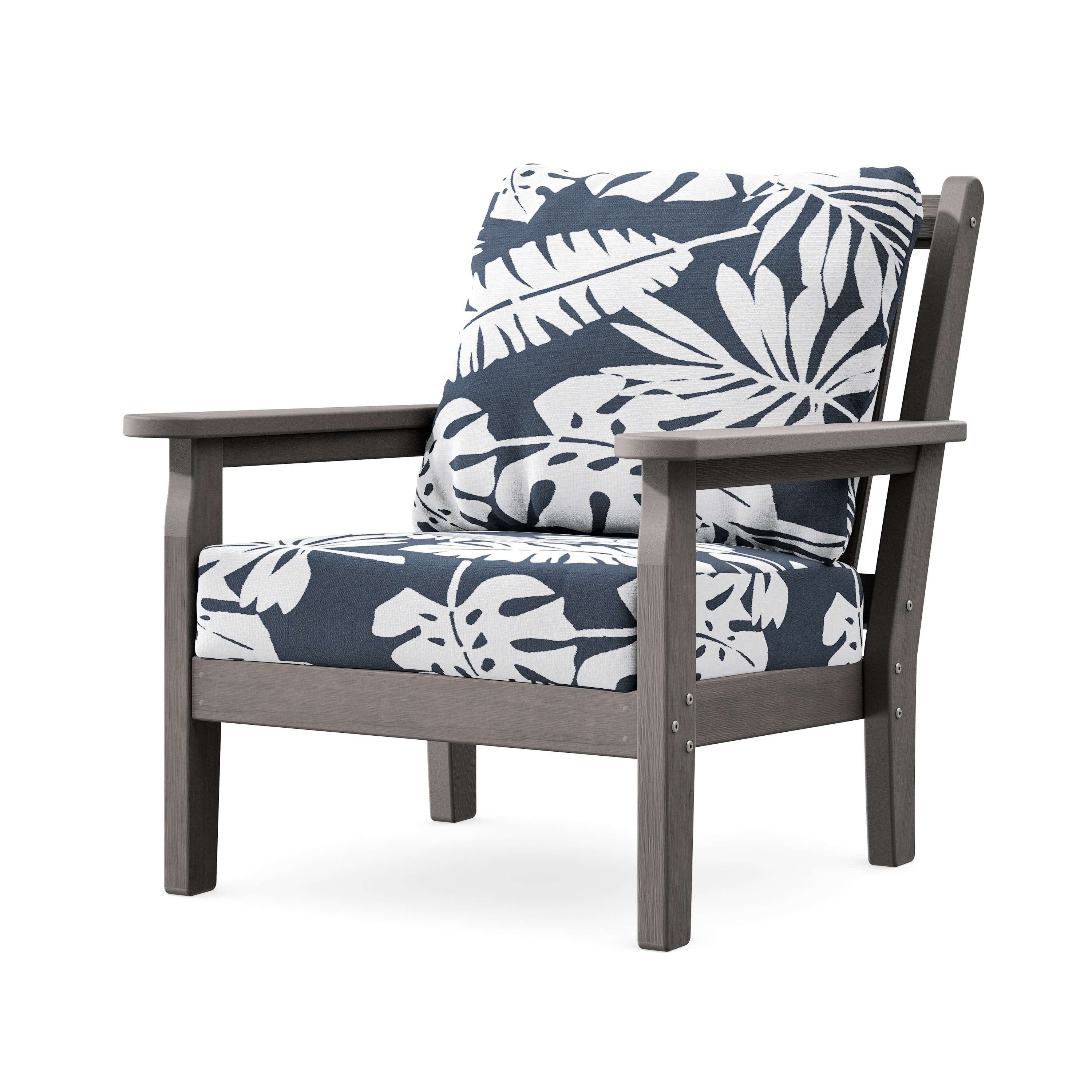 Chippendale Deep Seating Chair in Driftwood / Leaf Marine Indigo