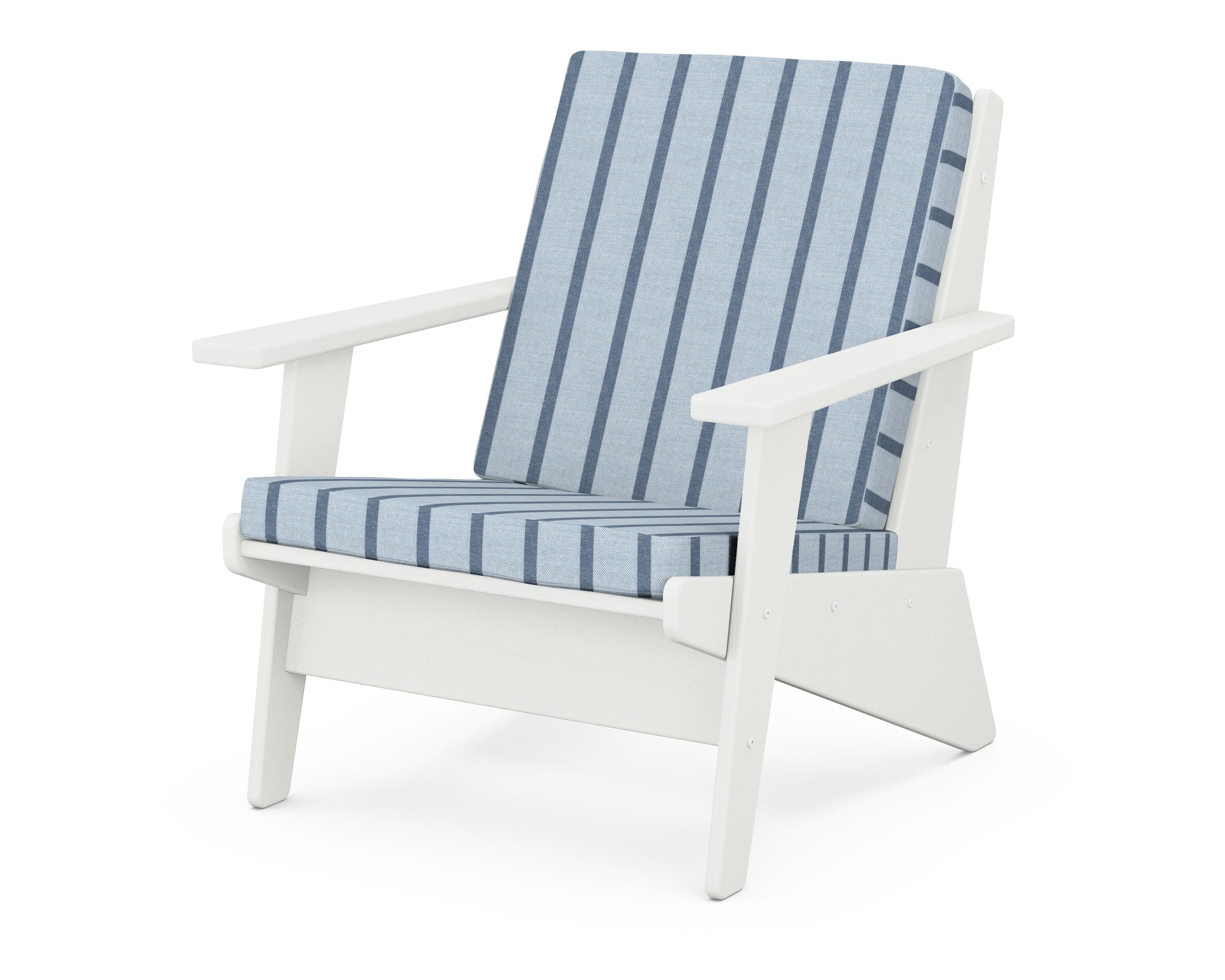 Riviera Modern Lounge Chair in Vintage White / Unwind Sky