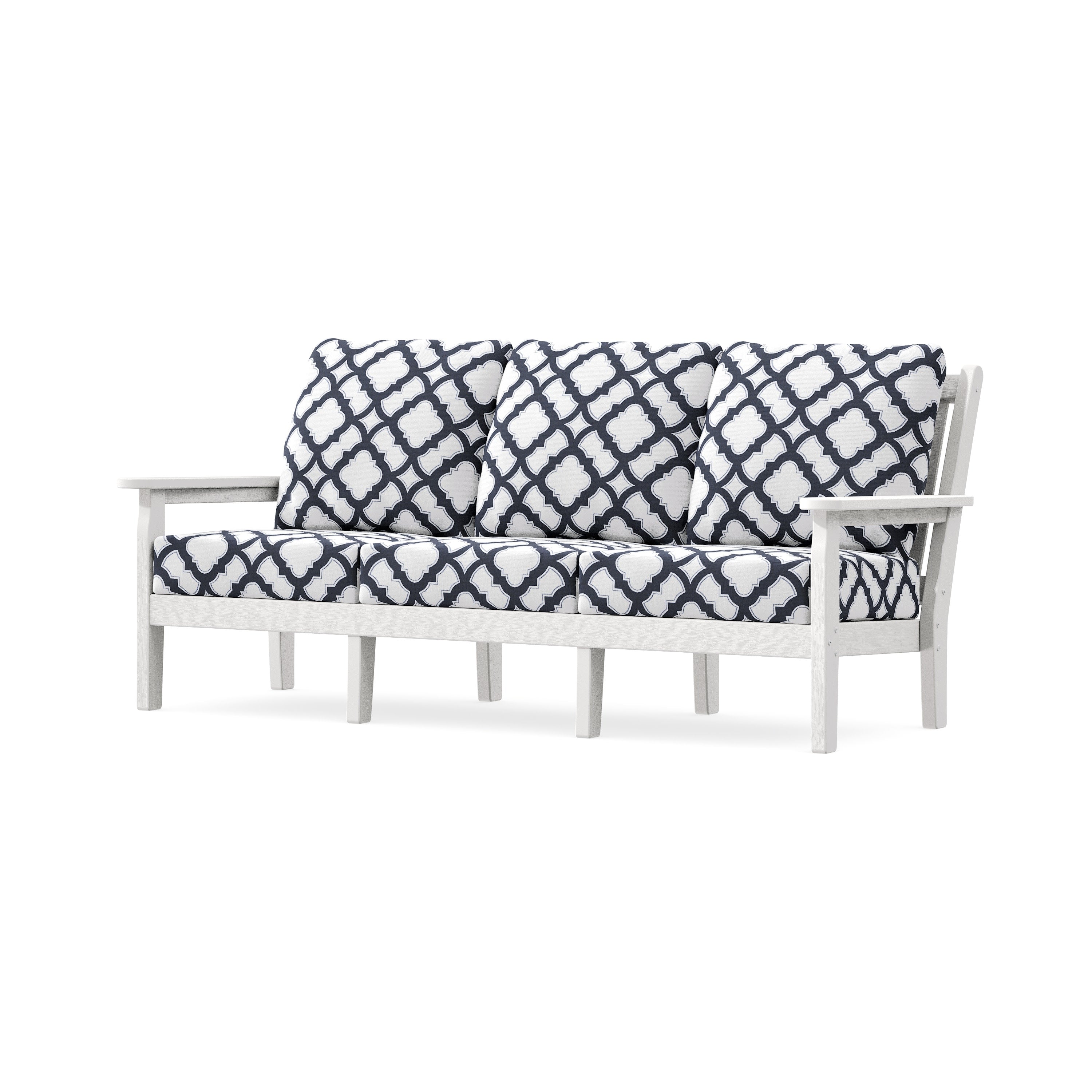 Chippendale Deep Seating Sofa in Vintage White / Trellis Navy