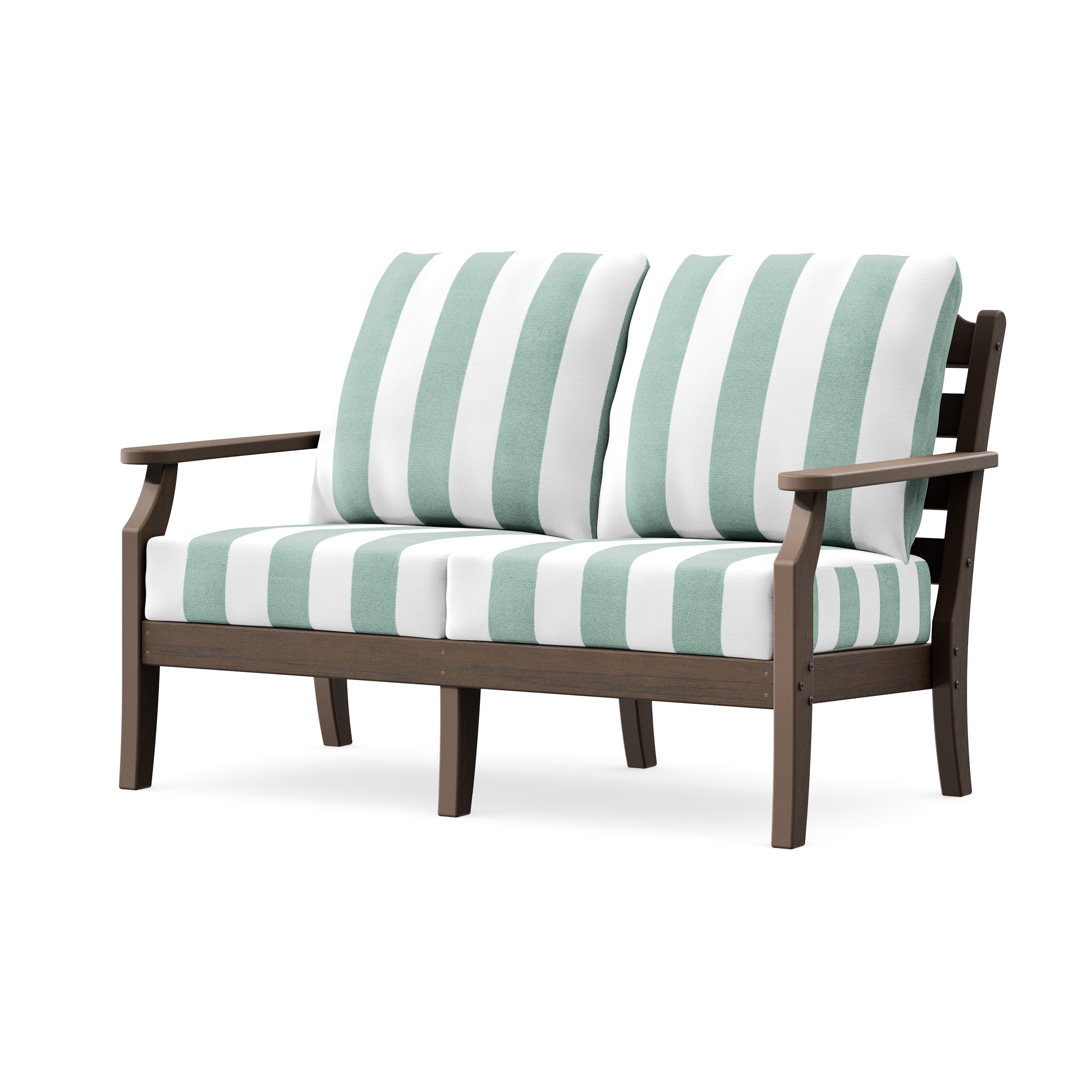 Savannah Deep Seating Loveseat in Kona / Cabana Stripe Glacier Spa