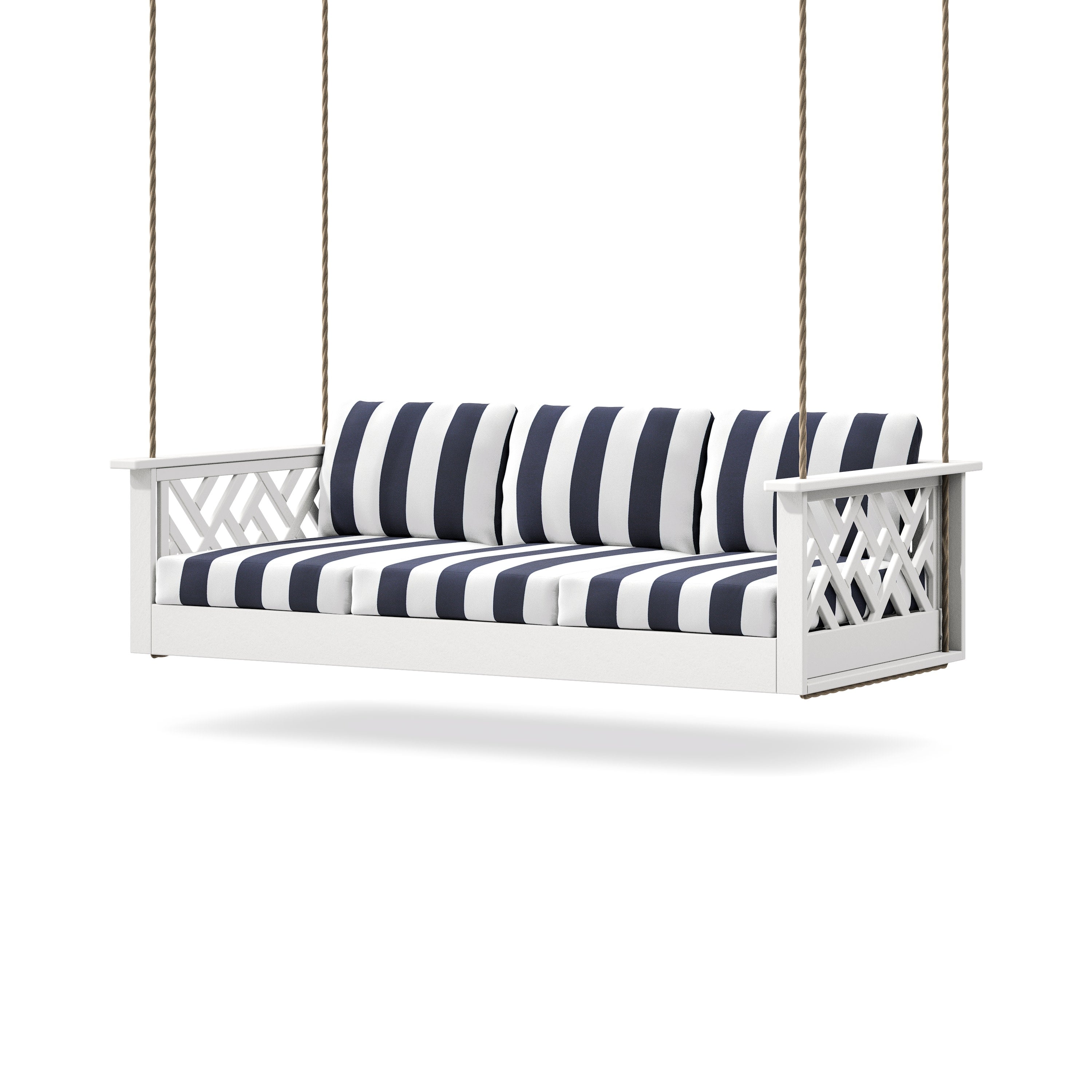 Chippendale Daybed Swing in White / Cabana Stripe Navy