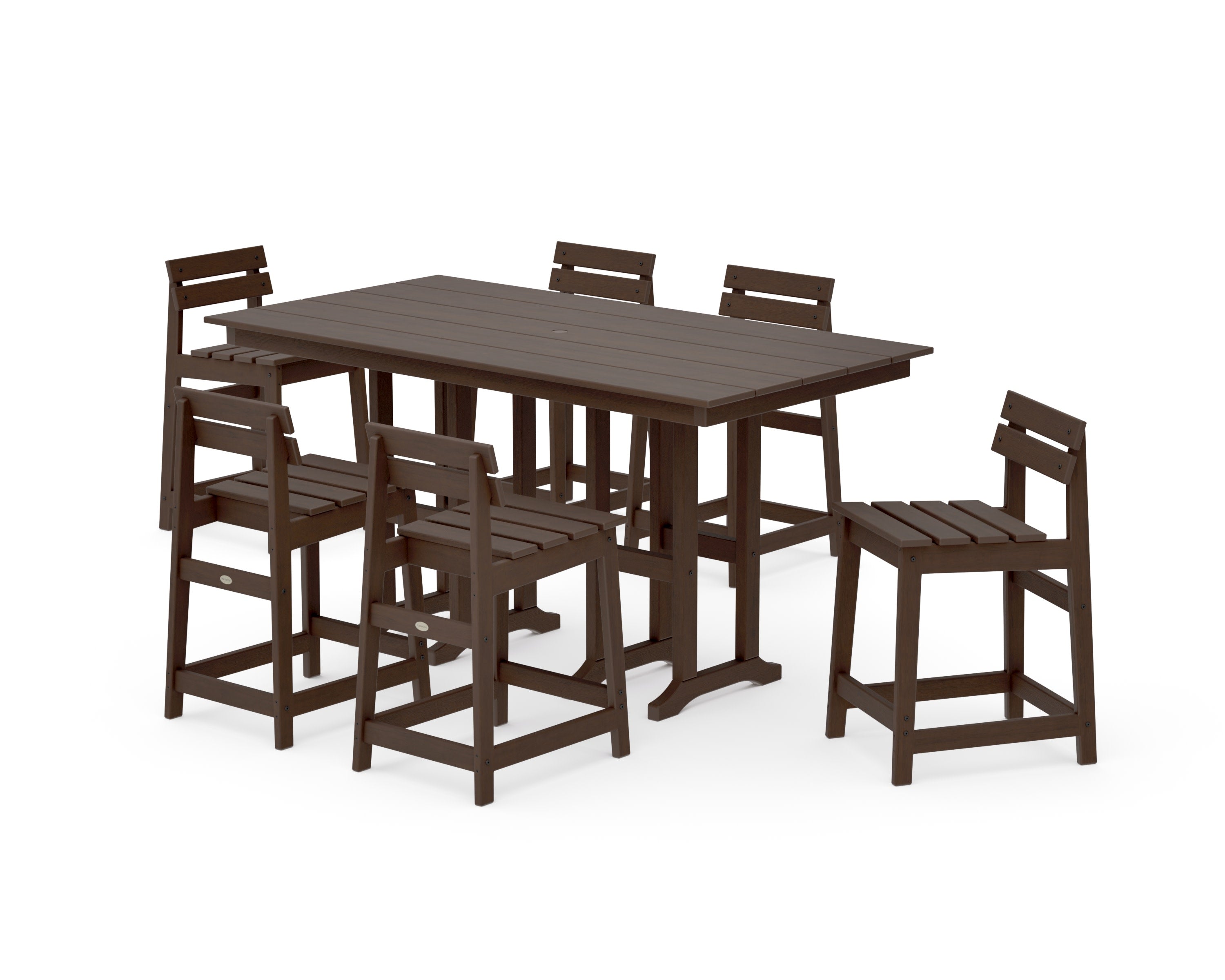 Modern Studio Plaza Lowback Counter Chair 7-Piece Set in Kona