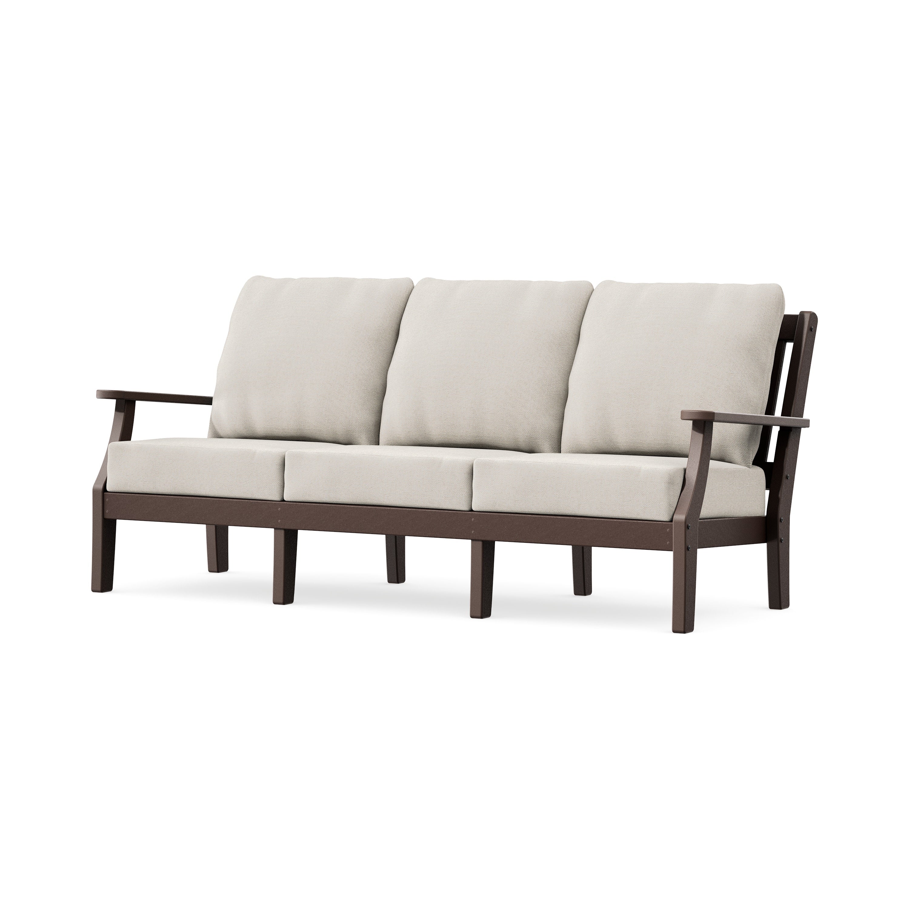 Chinoiserie Deep Seating Sofa in Mahogany / Dune Burlap