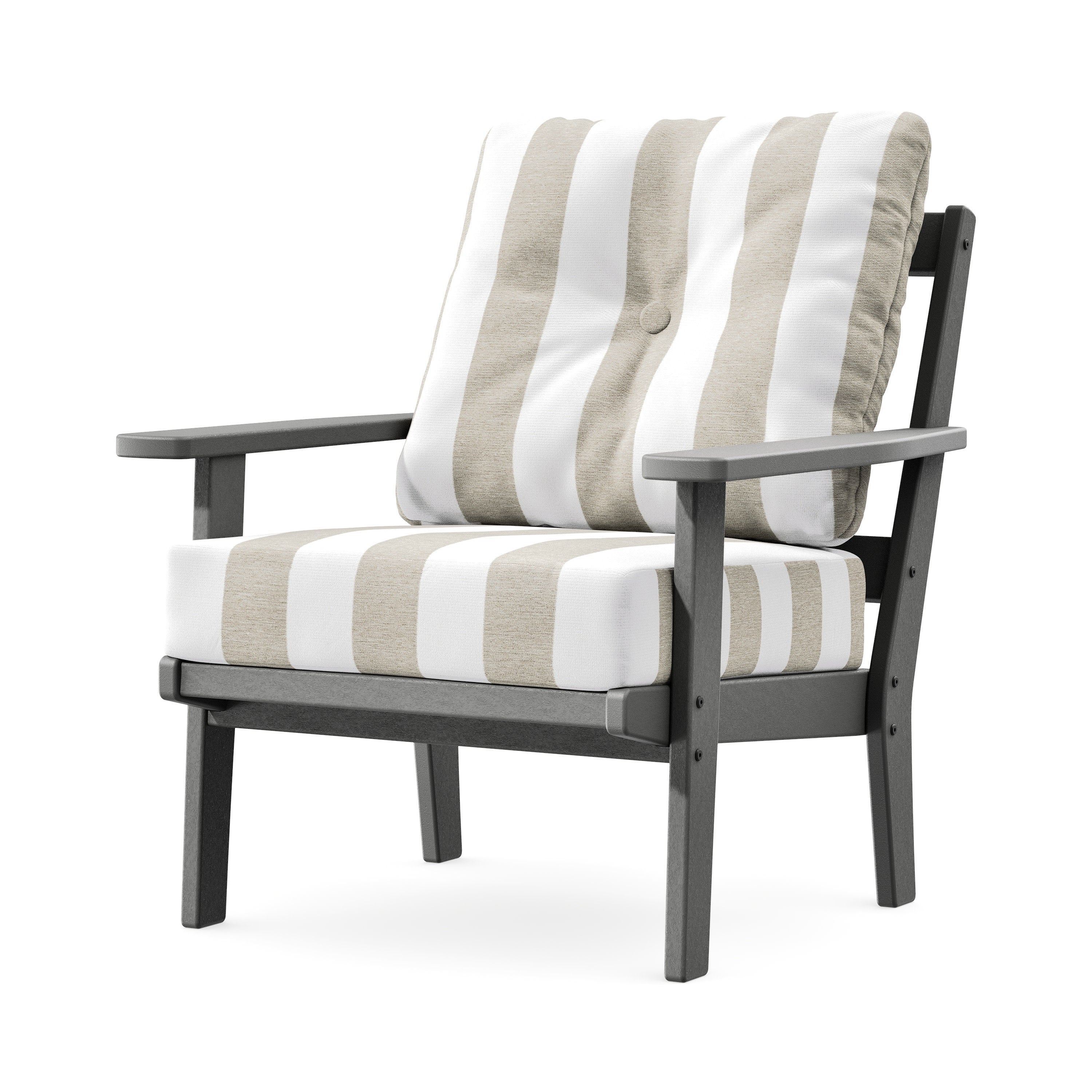 Prairie Deep Seating Chair in Slate Grey / Cabana Stripe Dune Burlap