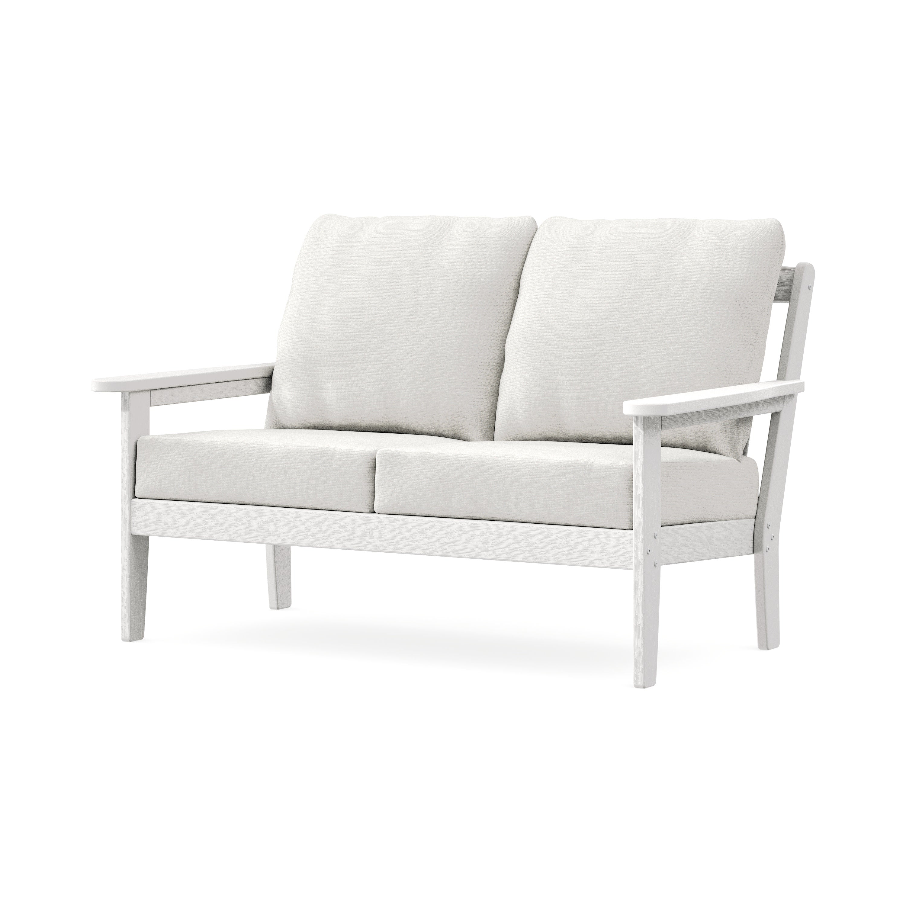 Cottage Deep Seating Loveseat in Vintage White / Natural Linen