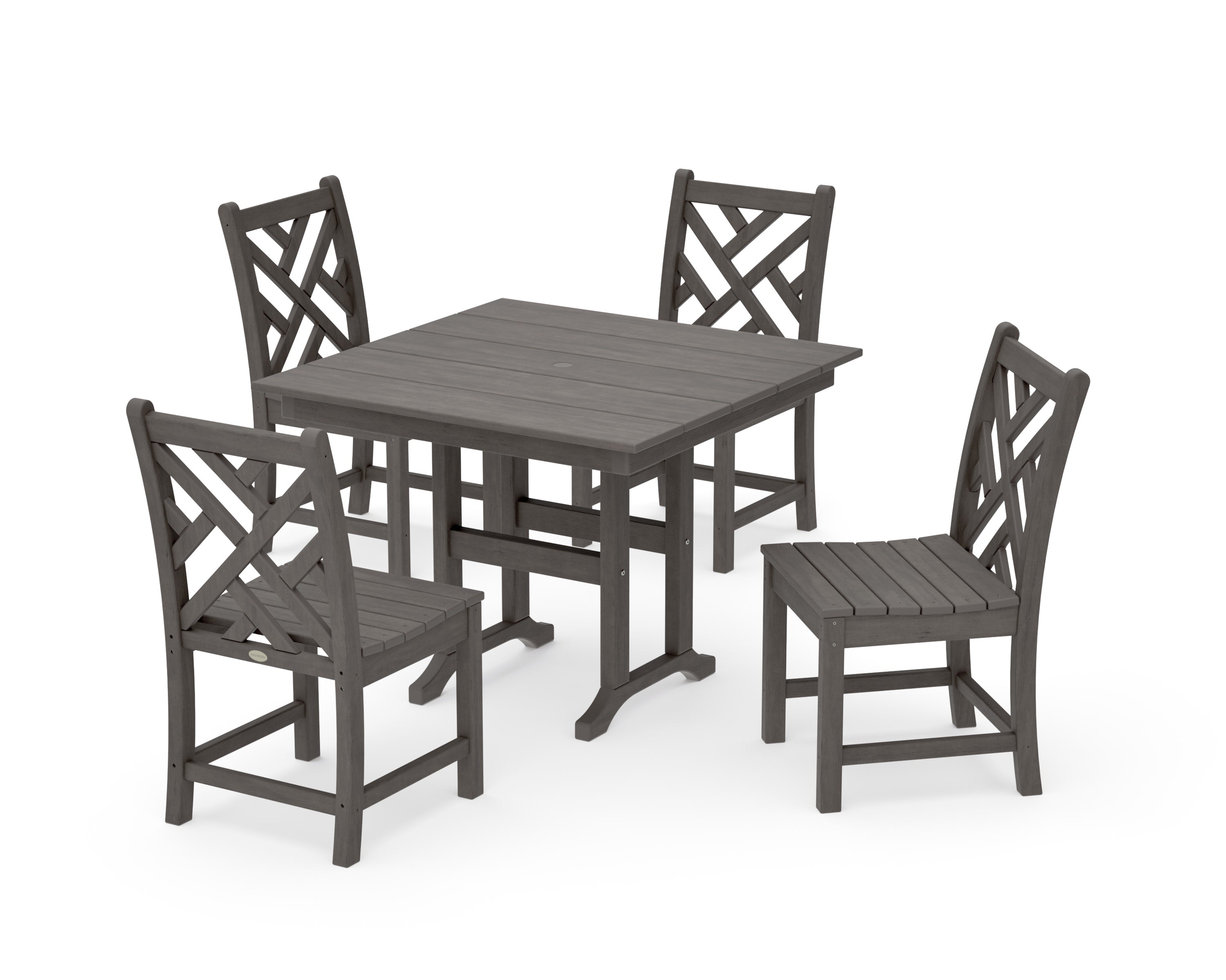 Chippendale Side Chair 5-Piece Farmhouse Dining Set in Driftwood