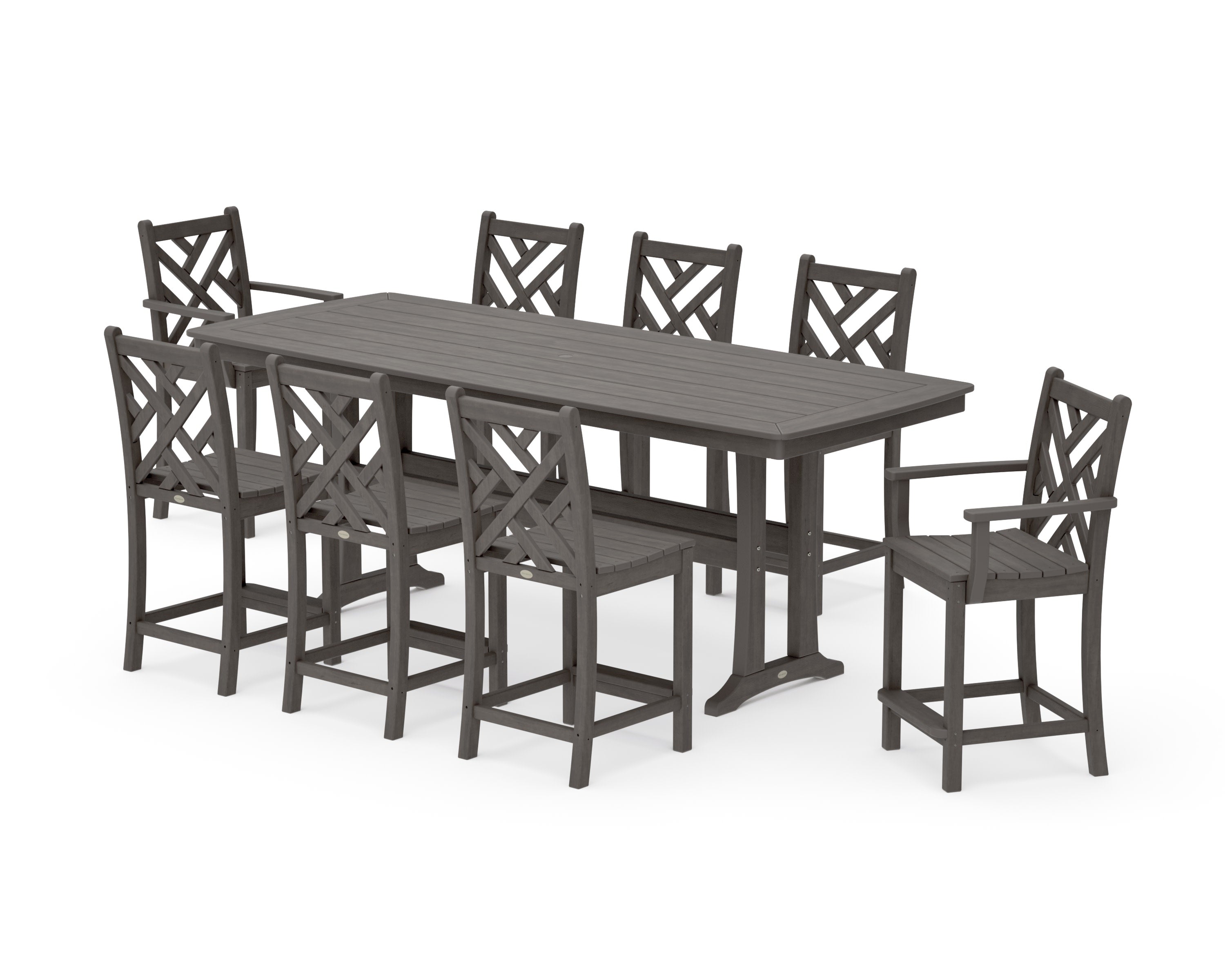 Chippendale 9-Piece Counter Set with Trestle Legs in Driftwood
