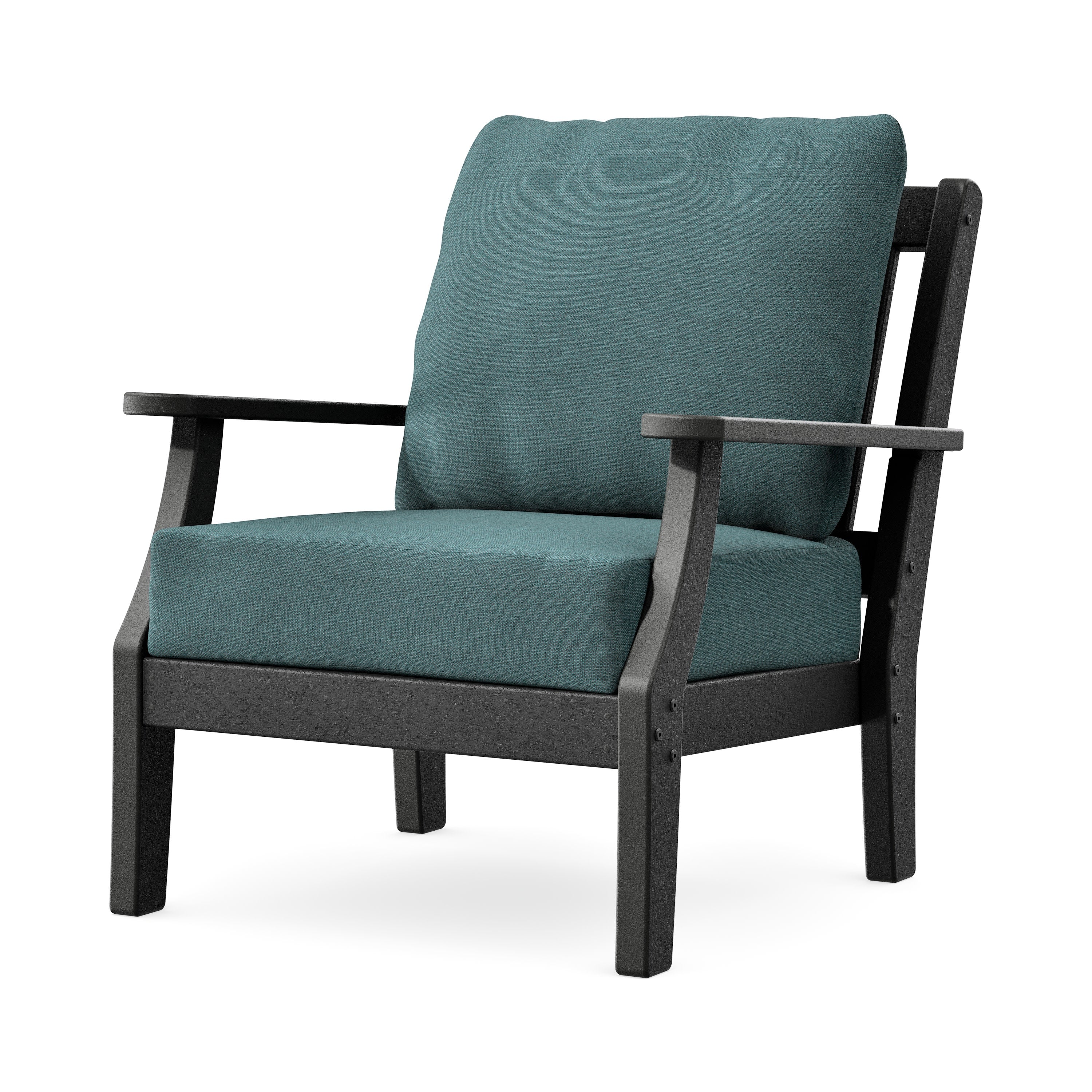 Chinoiserie Deep Seating Chair in Black / Ocean Teal