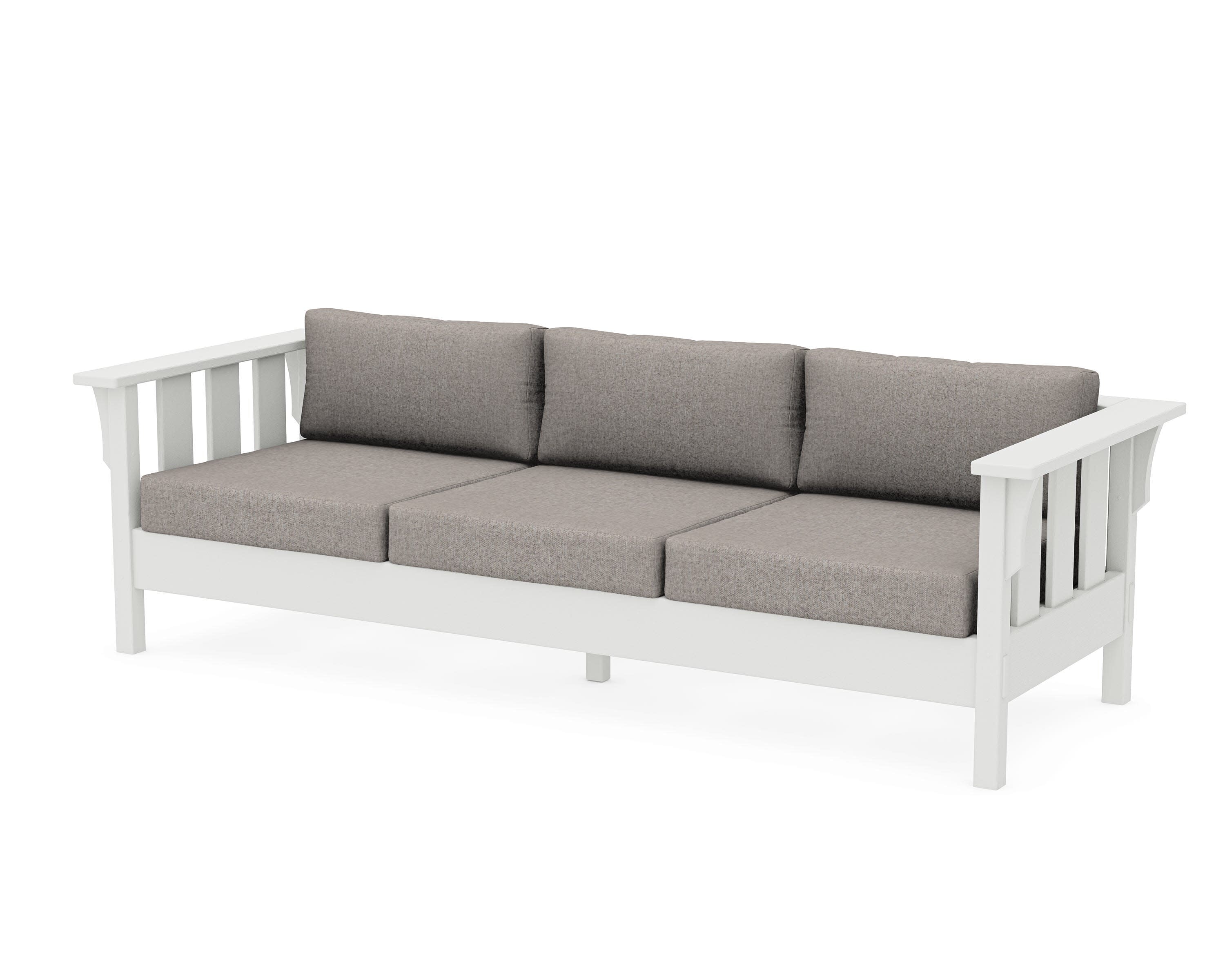 Acadia Deep Seating Sofa in Vintage White / Weathered Tweed