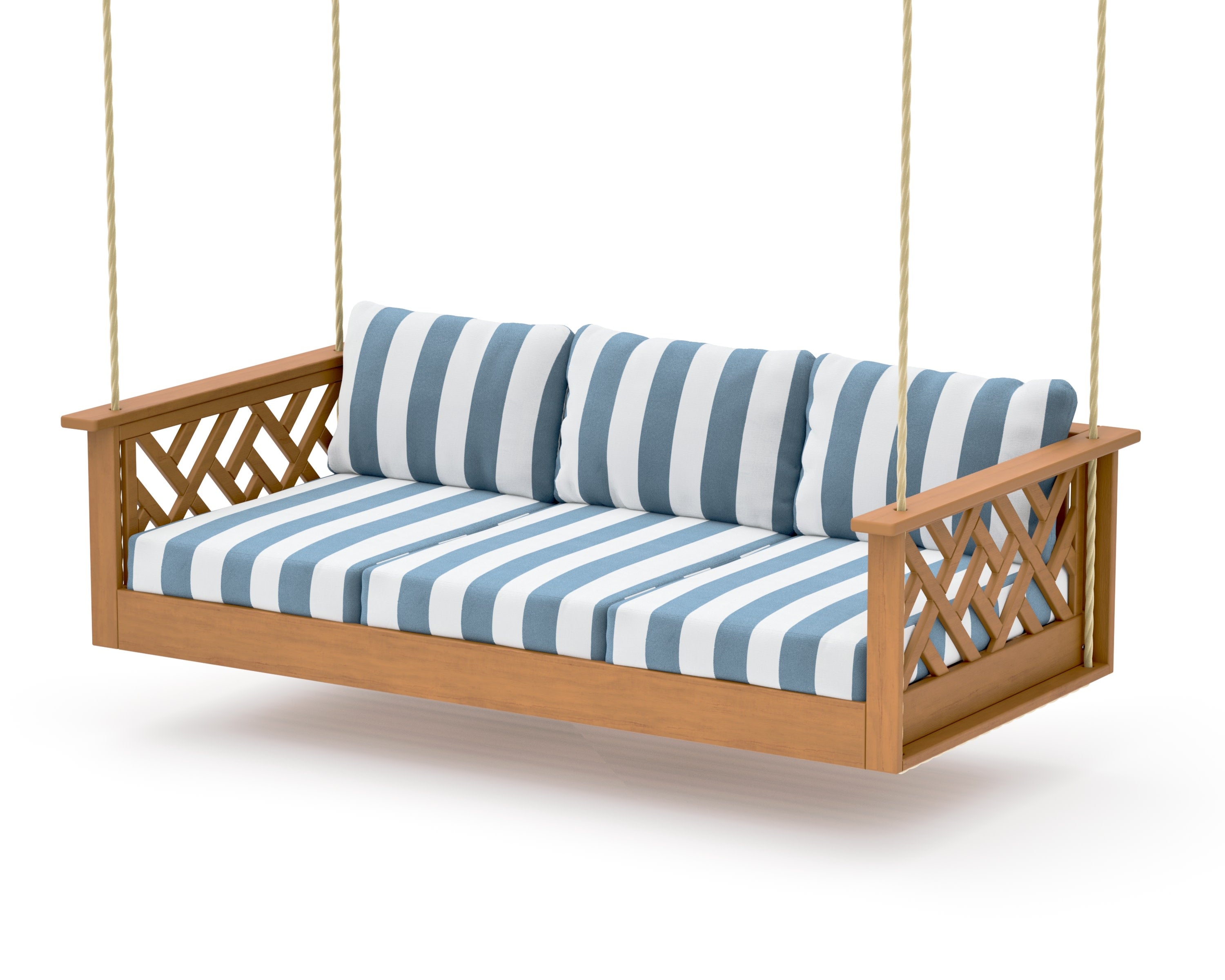 Chippendale Daybed Swing in Natural / Cabana Stripe Sky Blue
