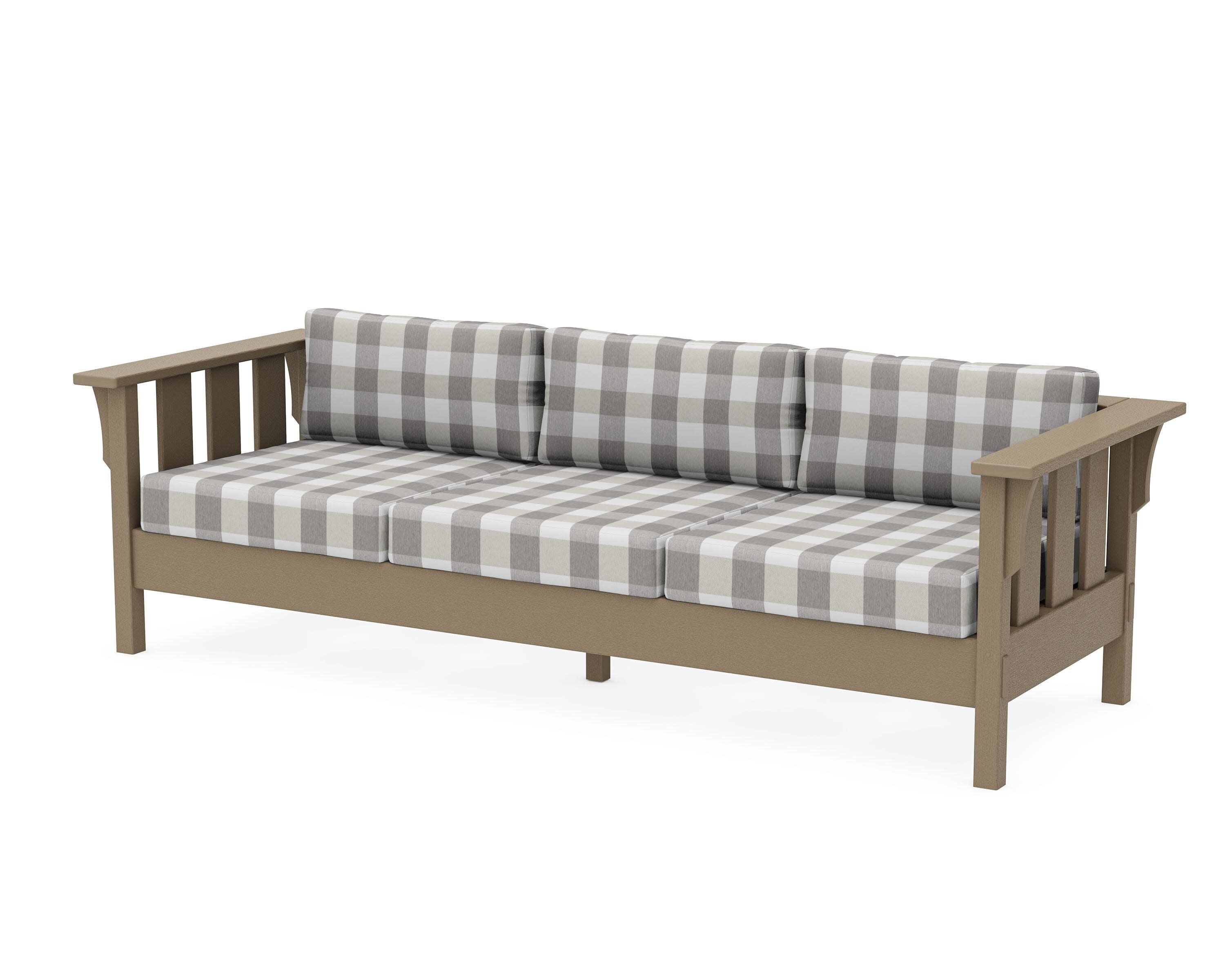Acadia Deep Seating Sofa in Vintage Sahara / Buffalo Plaid Grey Mist