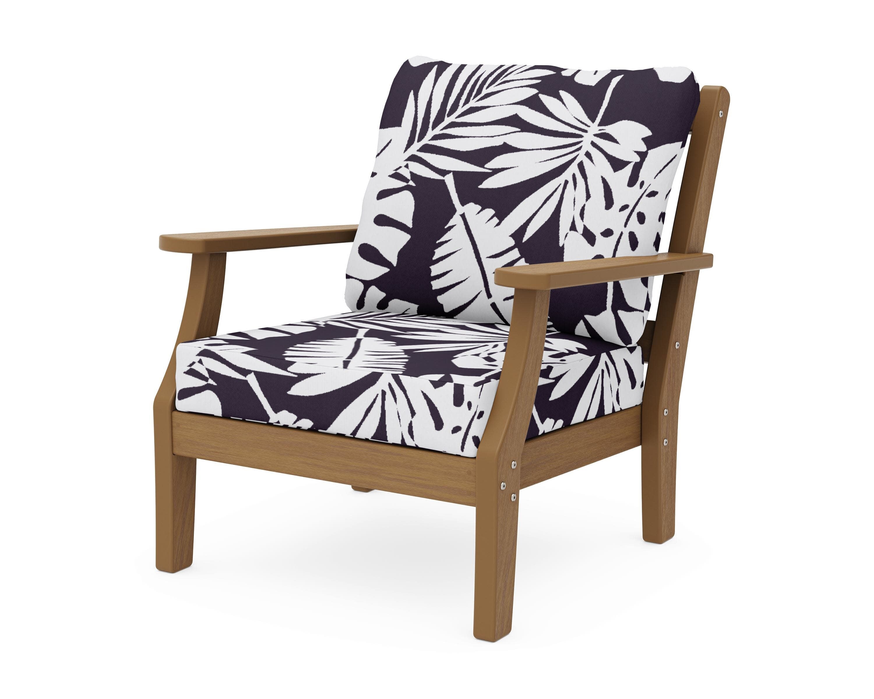 Chinoiserie Deep Seating Chair in Natural / Leaf Navy