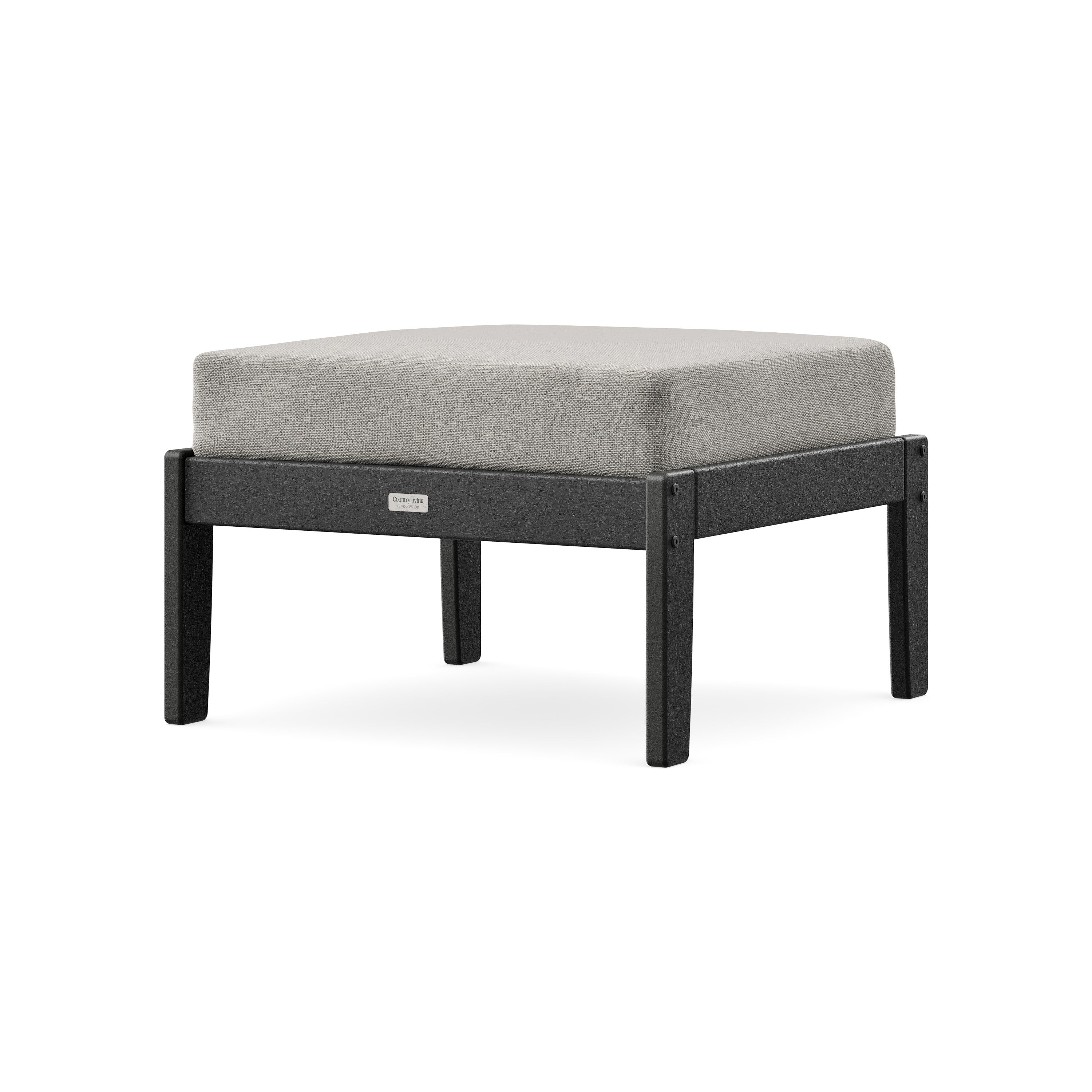 Cottage Deep Seating Ottoman in Black / Weathered Tweed